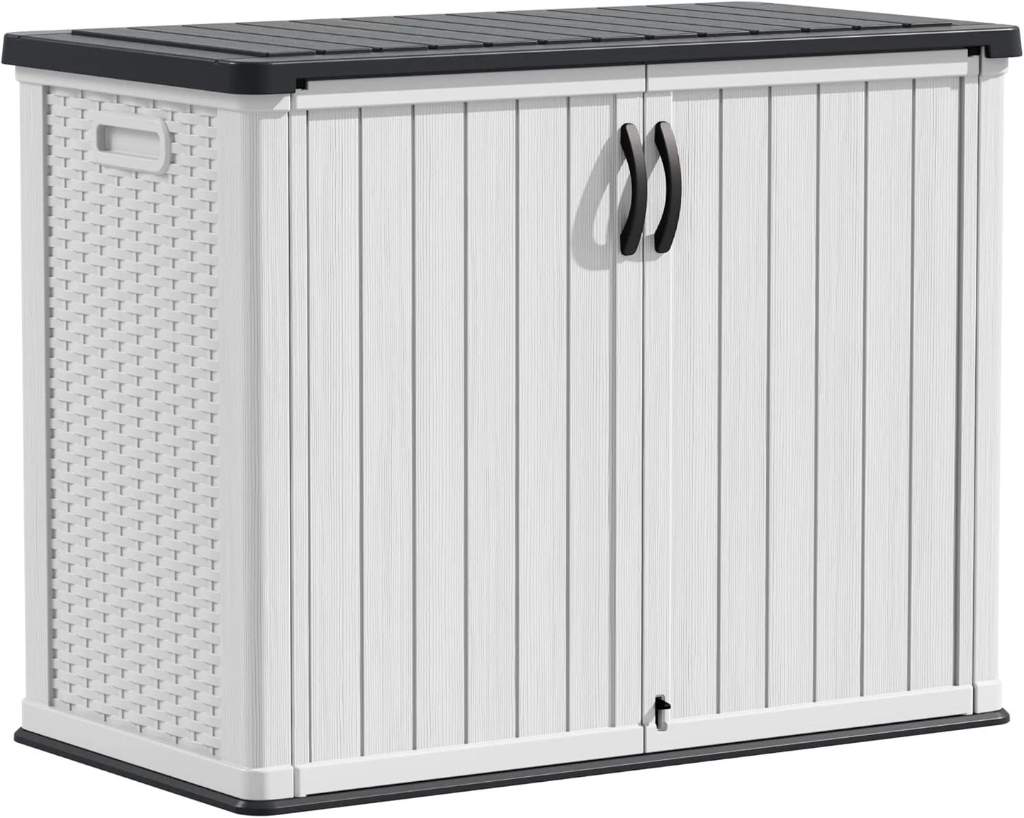 Devoko Outdoor Storage Cabinet 26 Cu Ft with Lockable Doors, Horizontal Storage Shed Waterproof Patio Tools Storage Box