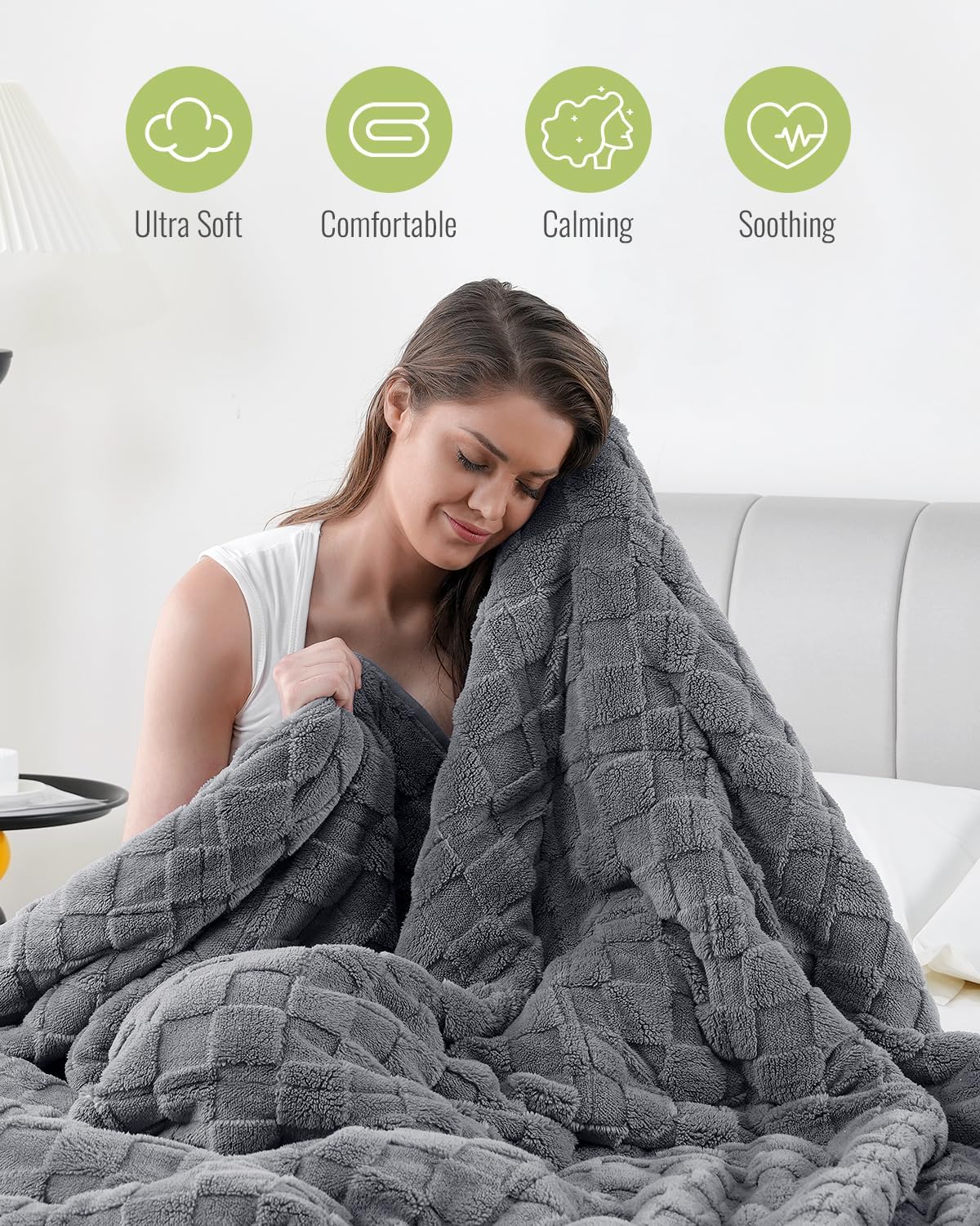 Weighted Blanket Queen Size 15lbs 60x80 inches with Soft Plush Fleece