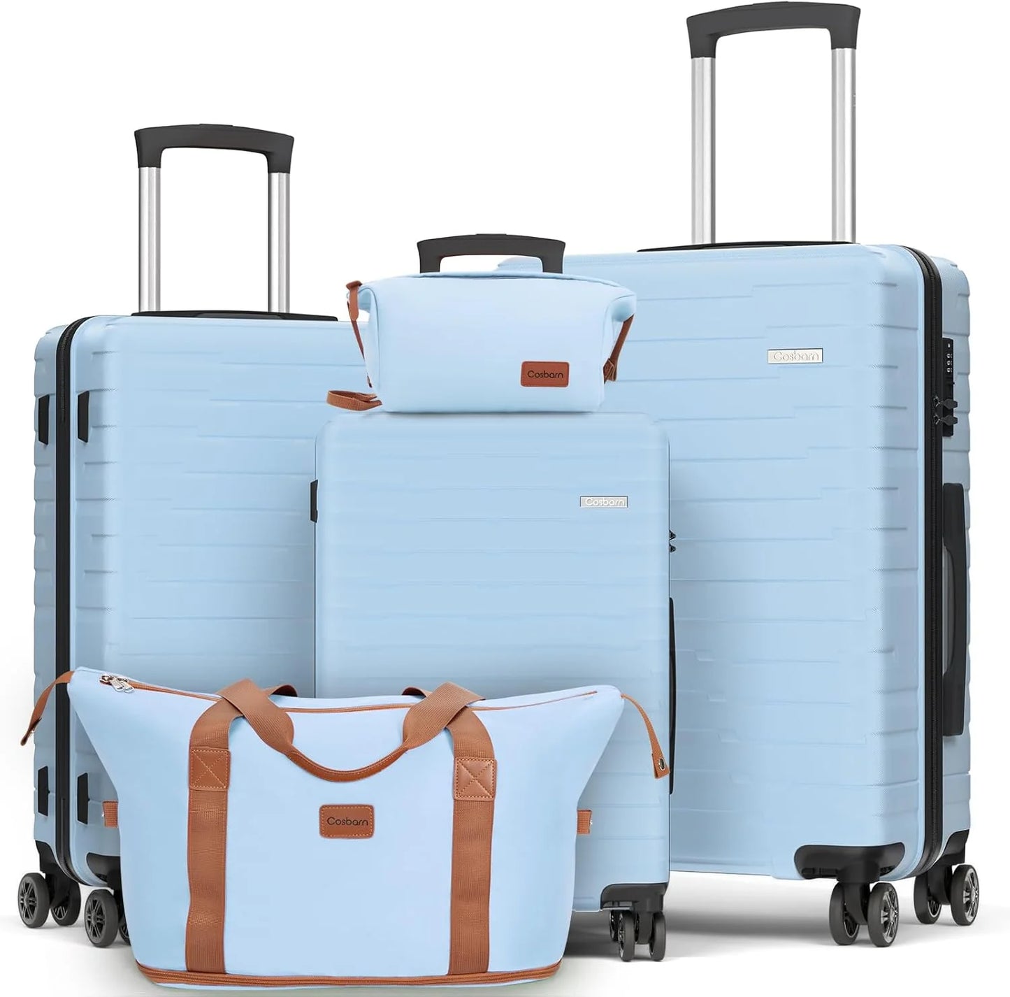 5-piece luggage set with wheels, ABS hardshell suitcase with spinner wheels