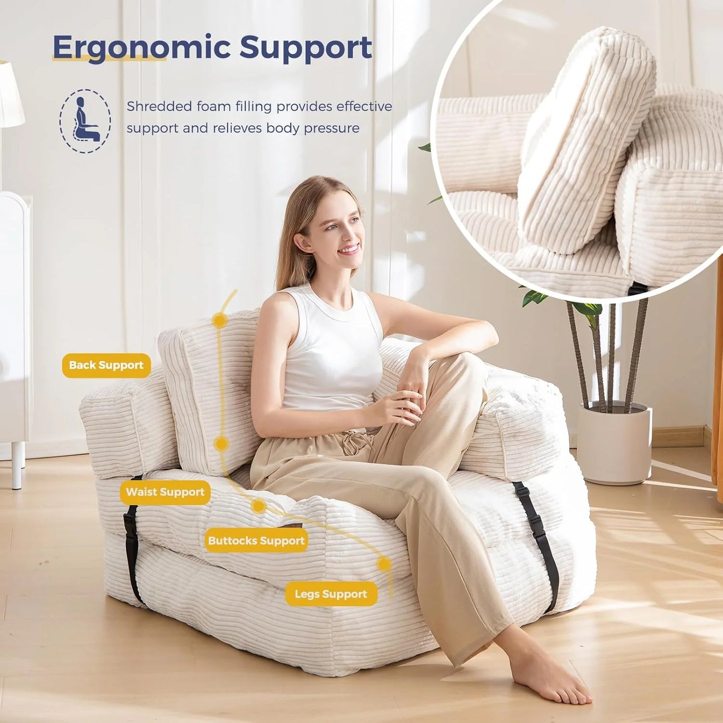 Folding Sofa Bed, L-Shaped Convertible Sofa Bed with Armrests and Pillows,