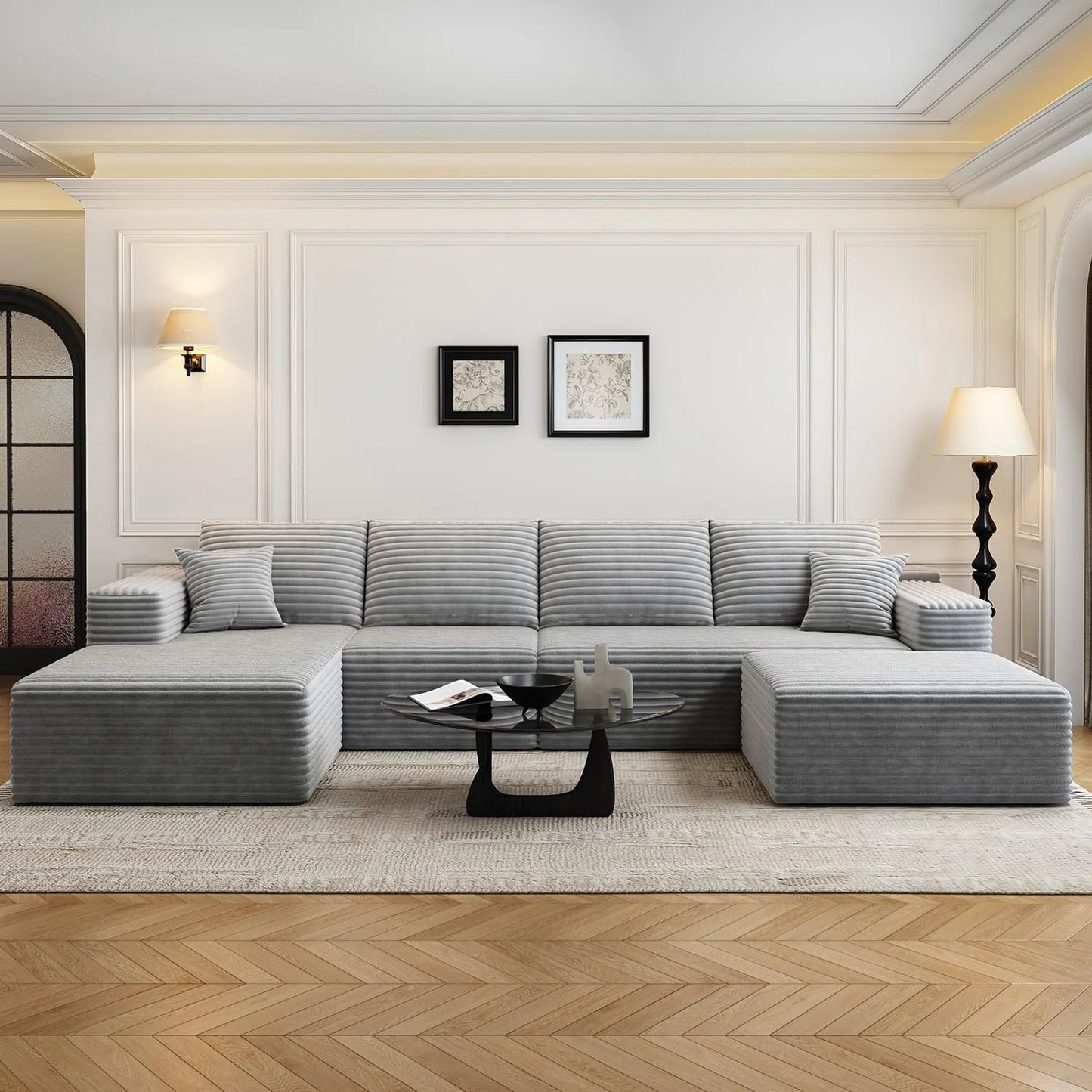 107.5" Cloud Modular Sectional Sofa Couch with L-Shape Chaise,Modern Minimalist Upholstered Couches