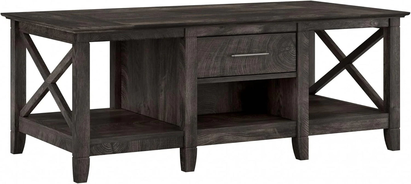 Key West Coffee Table with Storage in Washed Gray