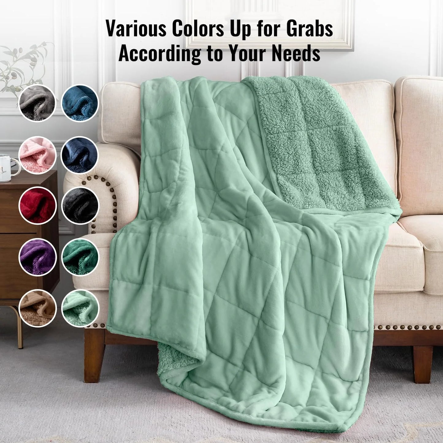 Weighted Blanket Queen Size 15lbs 60x80 inches with Soft Plush Fleece