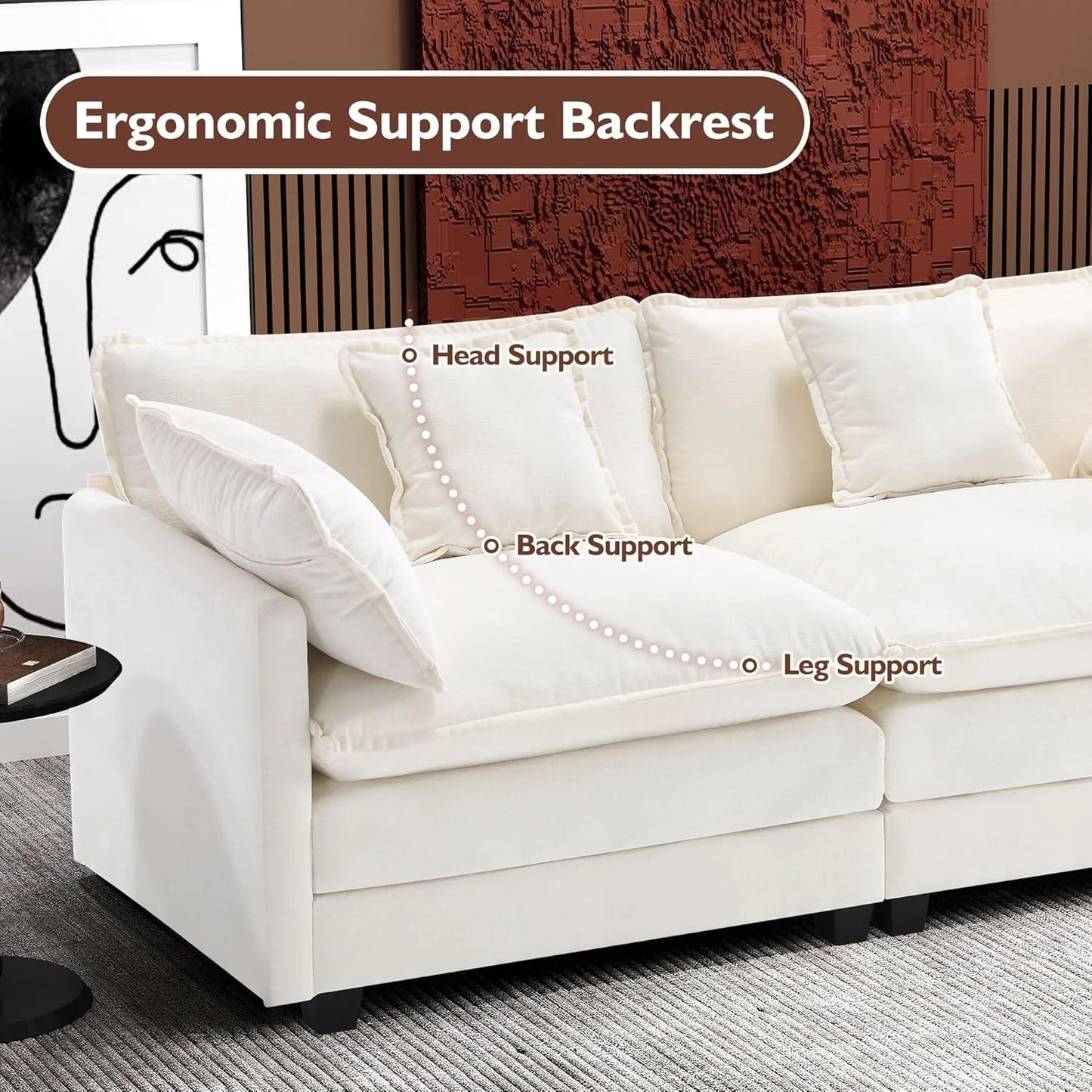 ihanherry 146-inch U-shaped modern sofa modular area cloud sofa