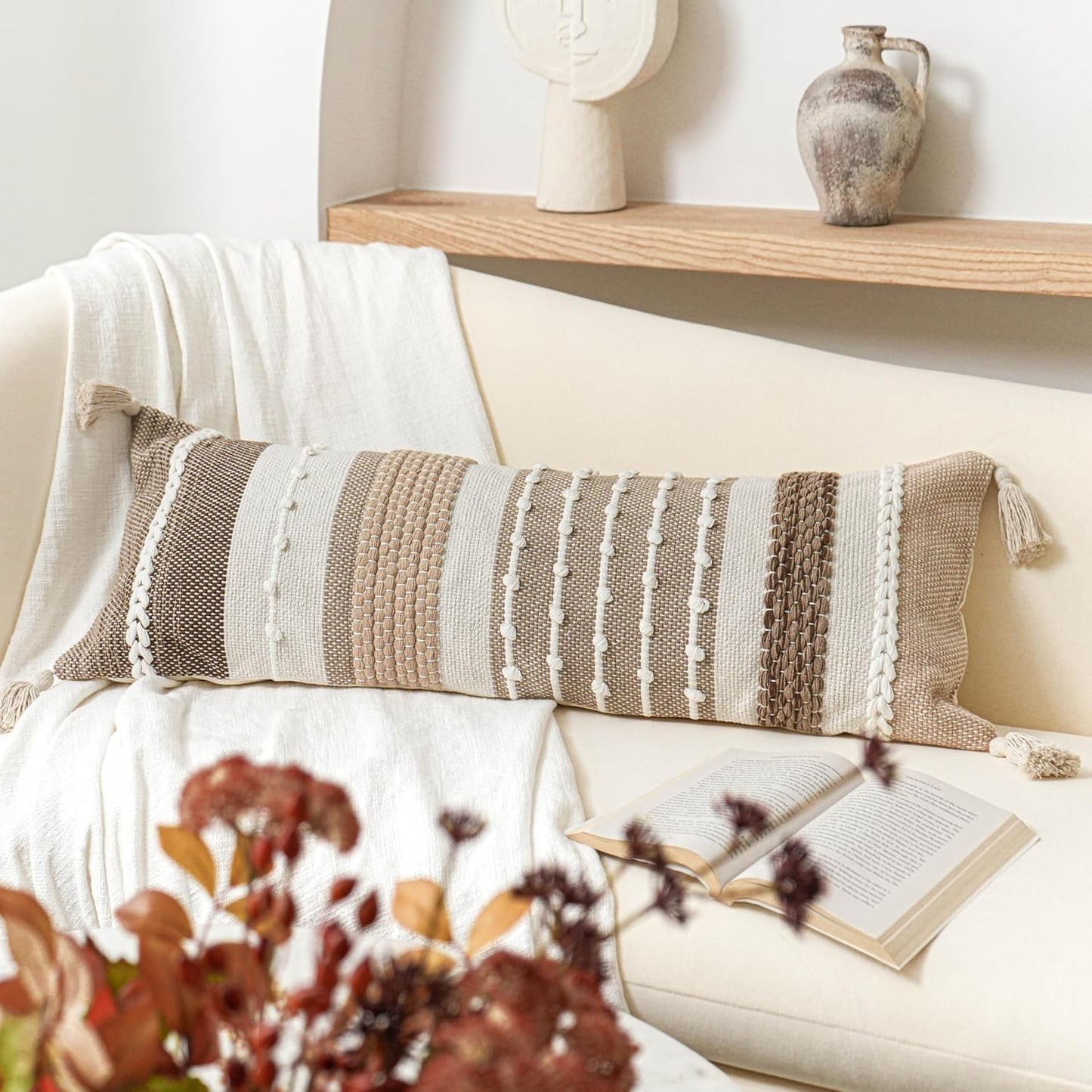 Blue Boho Decorative Throw Pillow Cover 20x20