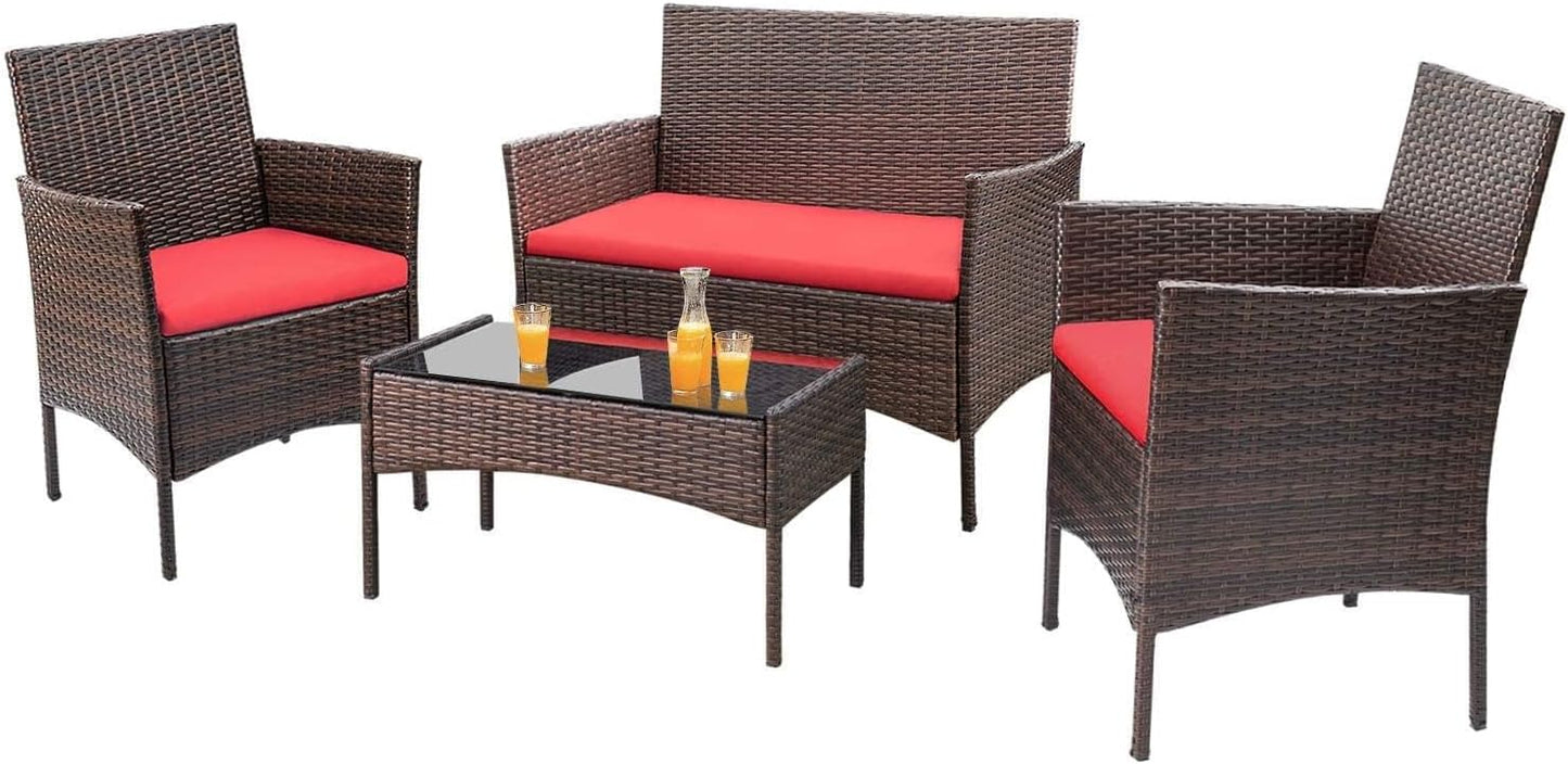 Homall 4-piece outdoor patio furniture set rattan chair wicker set