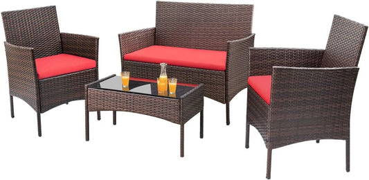 Homall 4-piece outdoor patio furniture set rattan chair wicker set