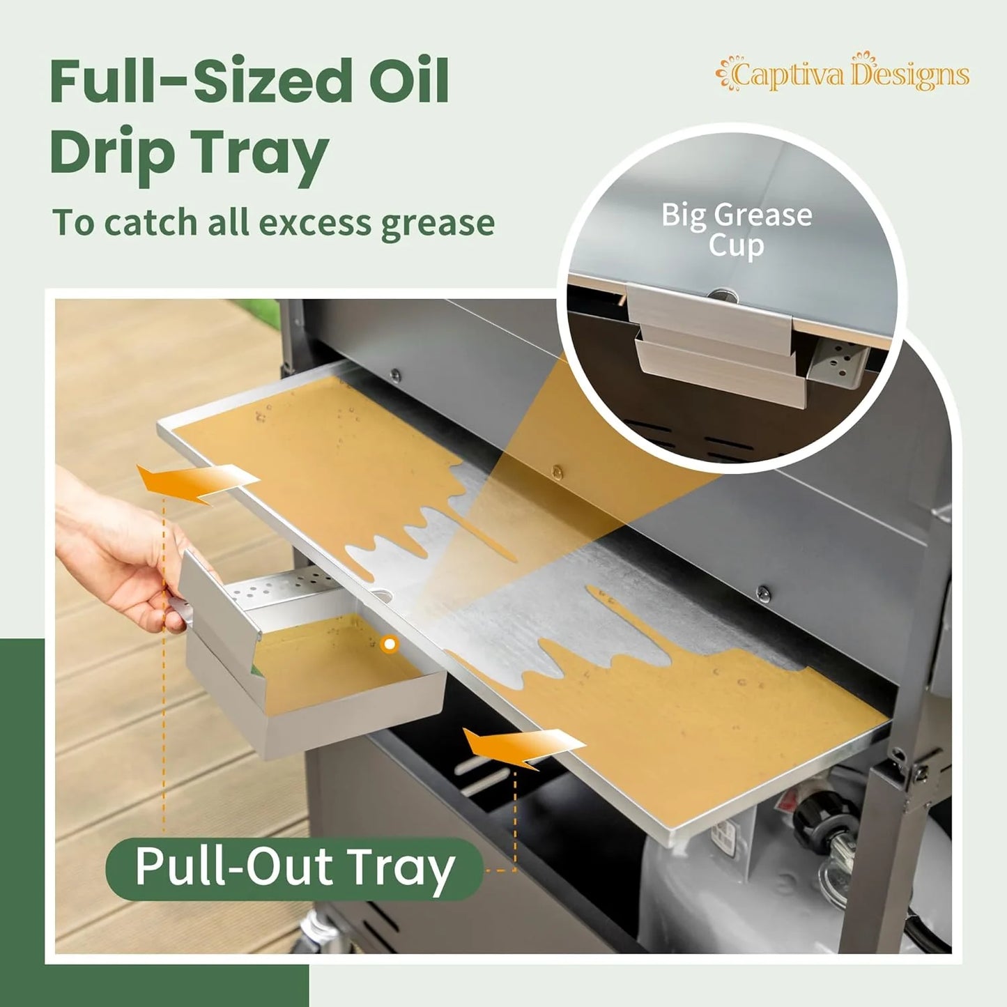 Captiva Designs 4-Burner Propane Gas BBQ Grill with Side Burner & Porcelain-Enameled Cast Iron Grates, 42,000 BTU Output Stainless Steel Grill for Outdoor Cooking Kitchen and Patio Backyard Barbecue