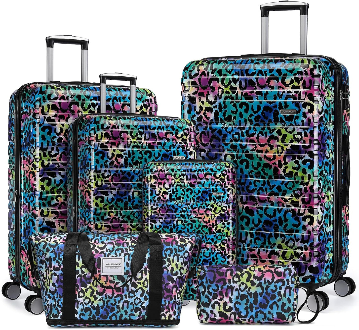 6-piece luggage set, expandable hardshell suitcase set with spinner wheels, lightweight rolling luggage set