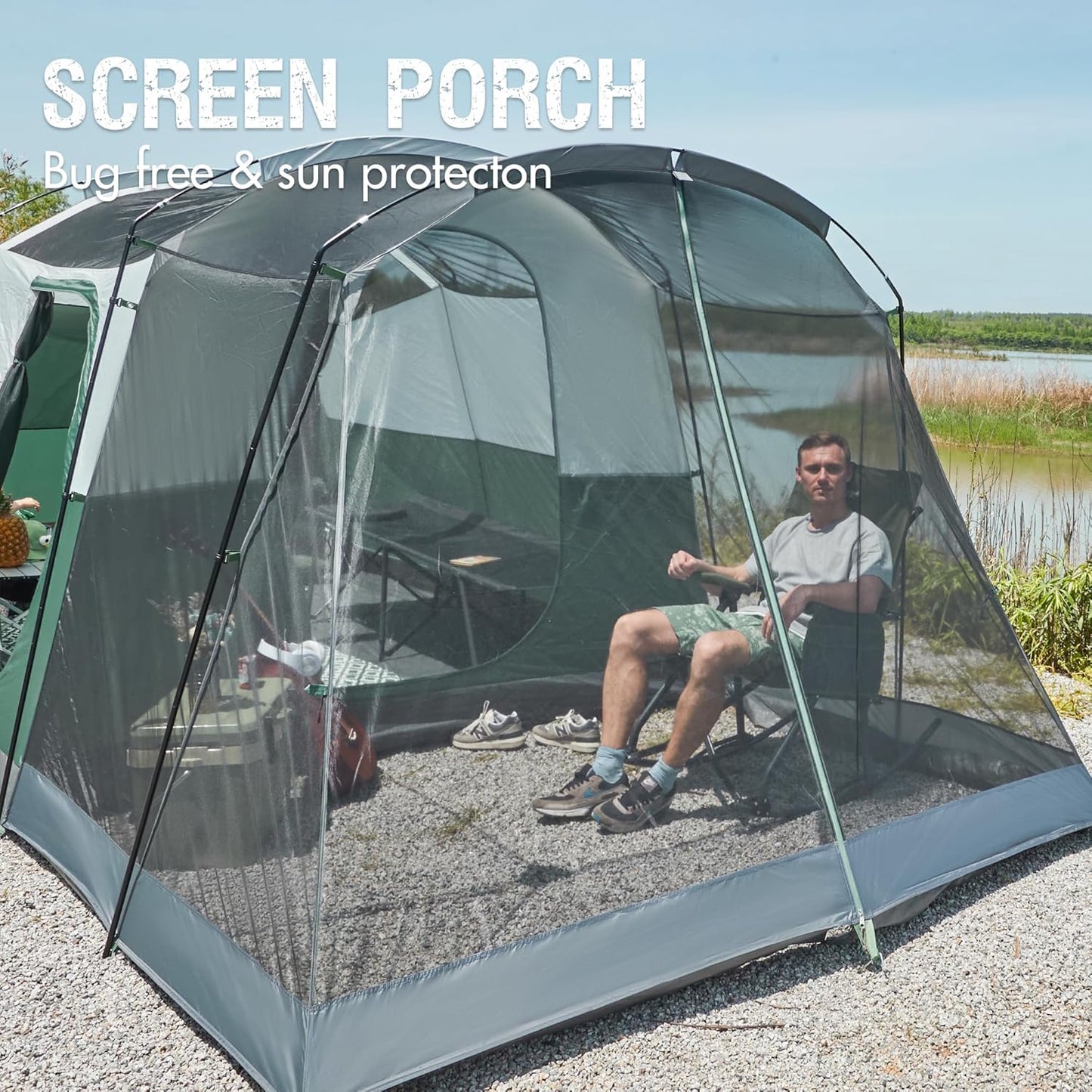 PORTAL 6/8/10 Person Family Camping Tent with Screen Room, Water Resistant Big Tunnel Tent with Rainfly, Large Family Tent for Outdoor Camping, Party