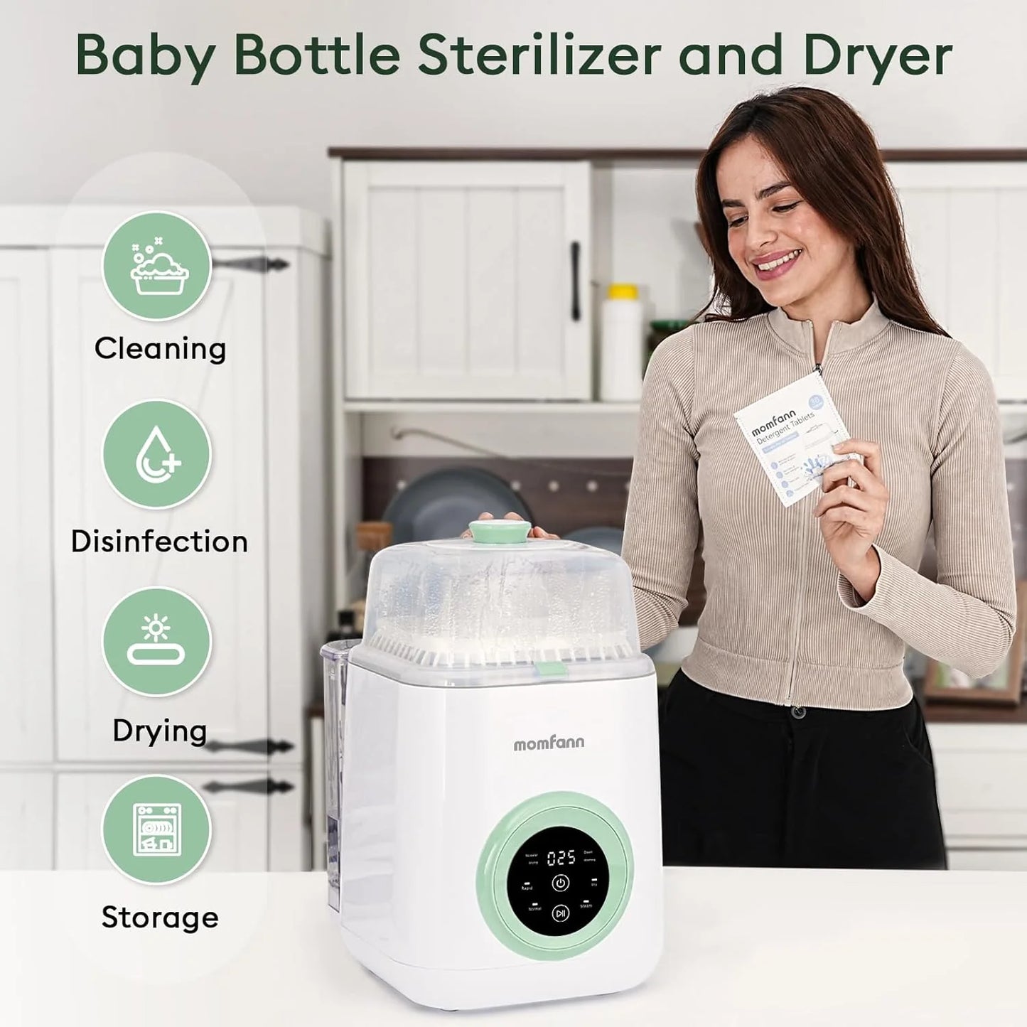 Baby Bottle Washer-19 Min Rapid Wash, Sterilizer and Dryer, All-in-One Cleaner, Bottles, Pump Parts & Baby Essentials