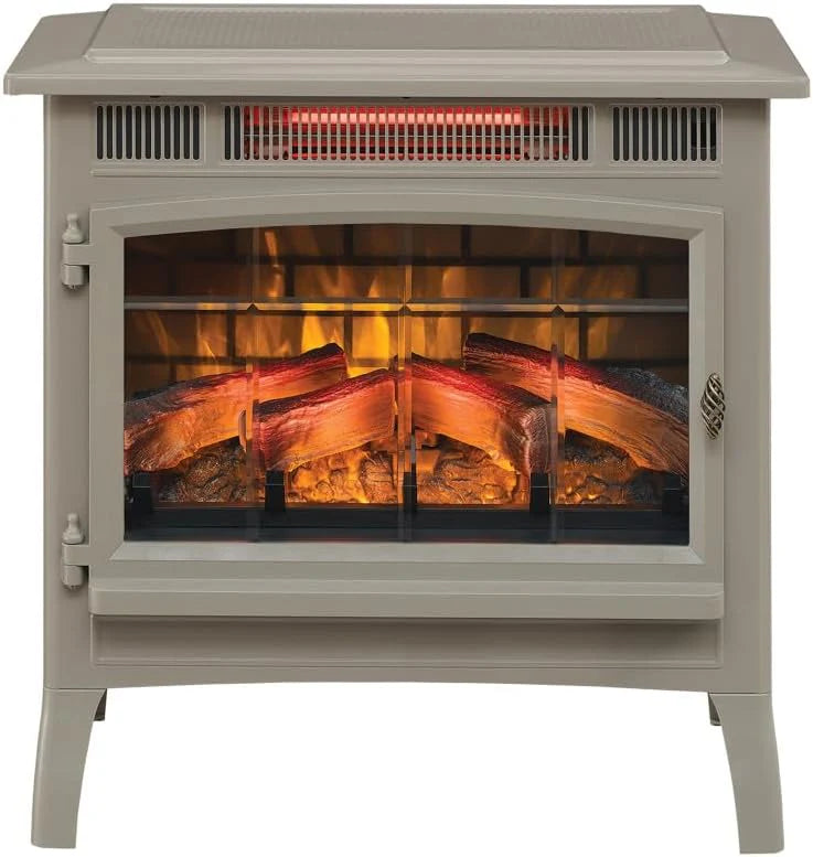 Freestanding Electric Fireplace Stove Heater with 3D Flame Effect for 1,000 Sq. Ft