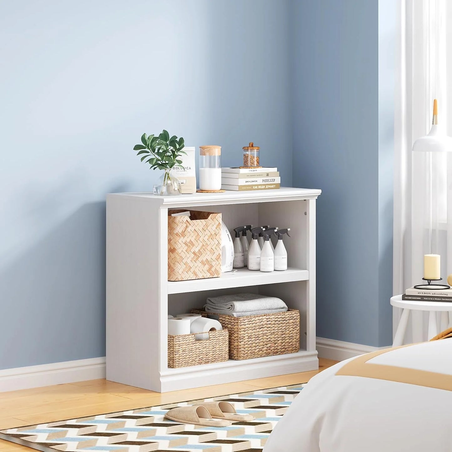 70-Inch Tall White Bookcase 5 Tiers Shelves Open Storage Bookshelf