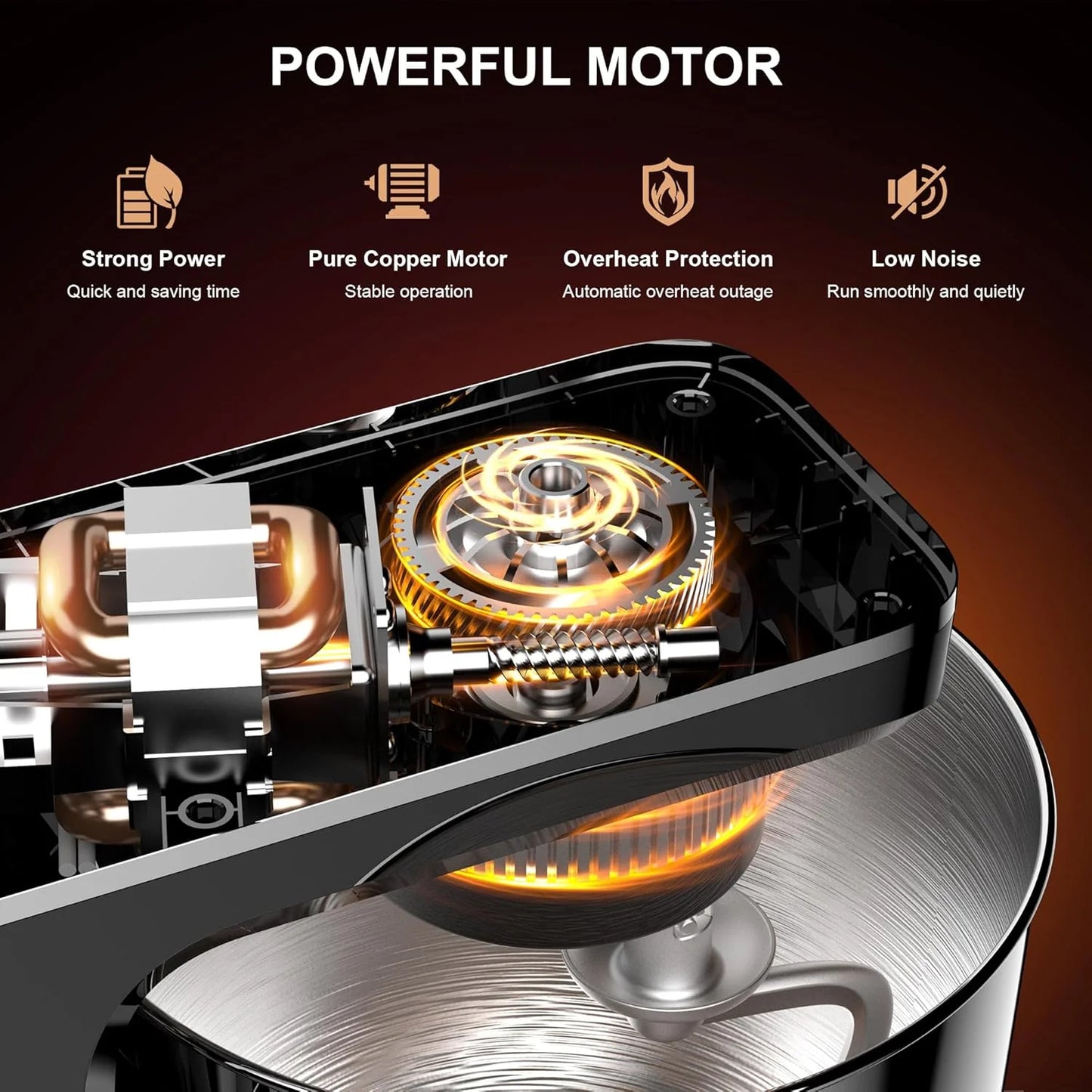 10-Speed Stand Mixer with 8-in-1 Splash Guard, Tilt Head, 6-Quart Stainless Steel Bowl + Dishwasher-Safe Dough Hook/Whisk/Blender/Scraper