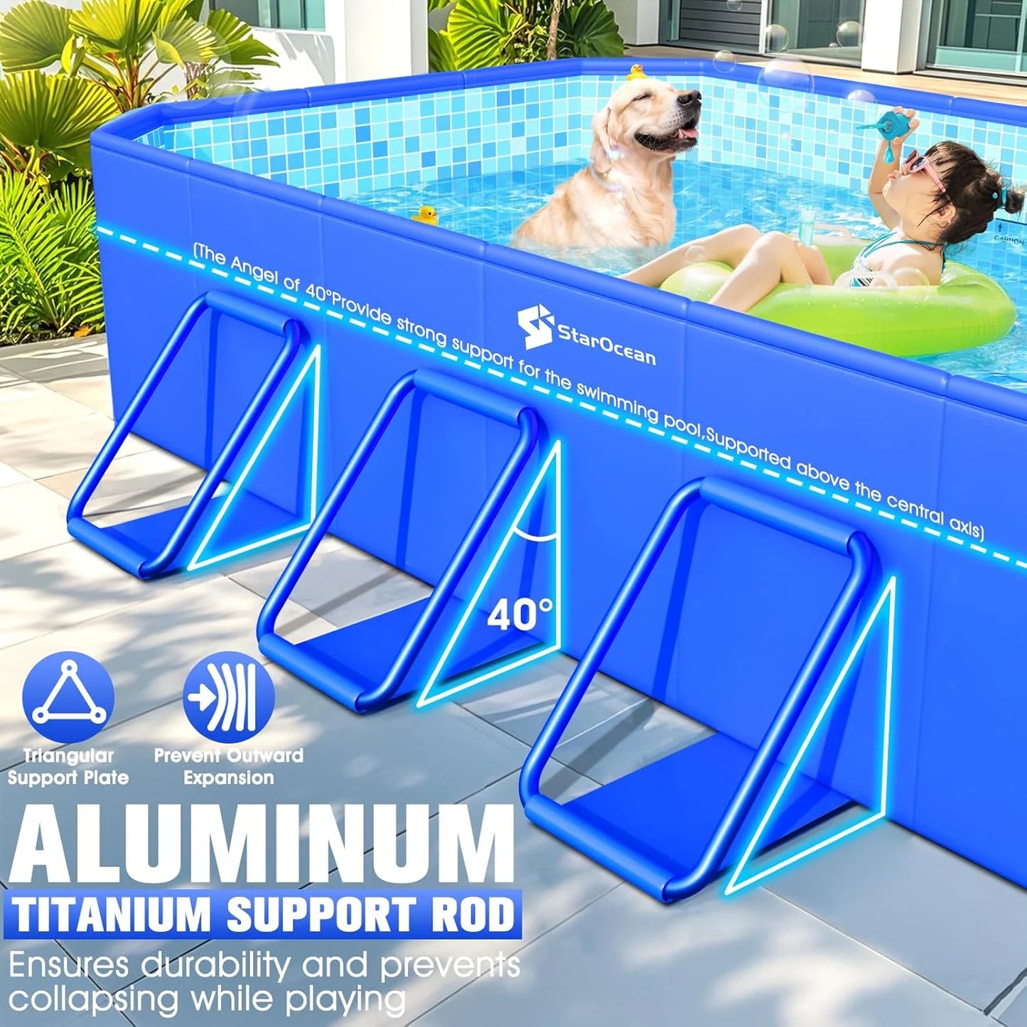 Foldable Pool, Large Non-Inflatable Swimming Pool for Kids,Adult Collapsible Pools Hard Plastic Shell, Oversized Thickened,Portable Folding Kids Pools for Backyard-Mosaic Design-89"x48"x20"