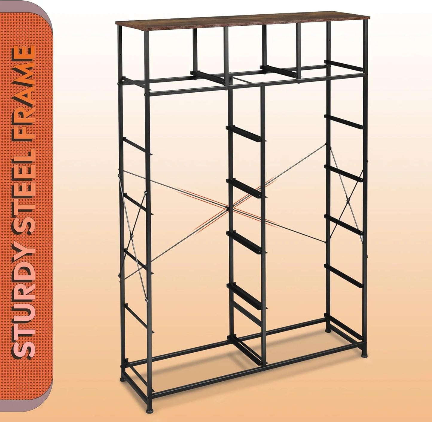 WLIVE Storage Organizer Unit with 13 Fabric Bins, Storage Drawers Organizer with Steel Frame, Tall Storage Tower Organizaton for Living Room, Hallway, Office, Charcoal Black