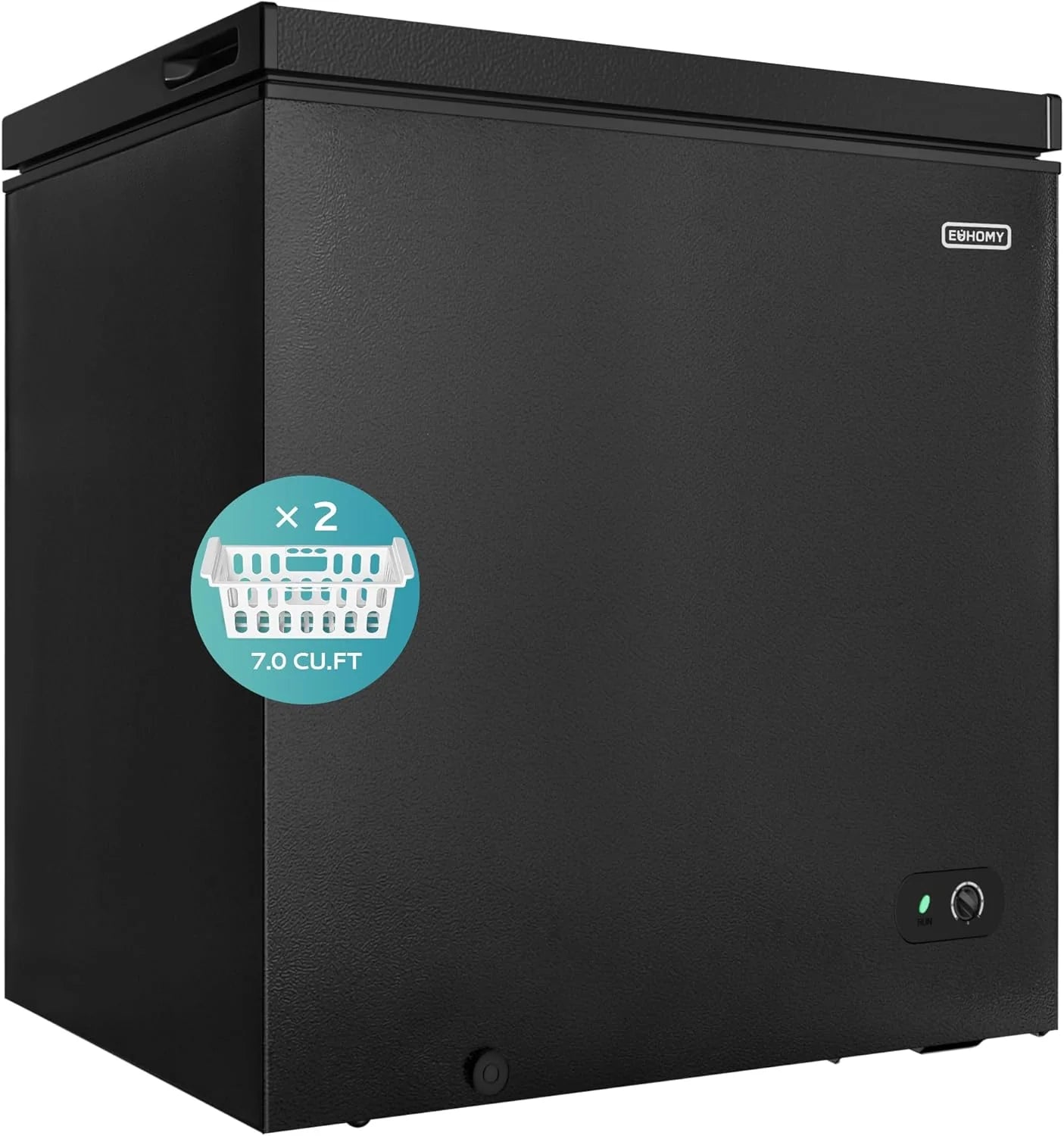 EUHOMY 3.5 Cu.Ft Chest Freezer with Removable Basket, Small Deep Freezer Adjustable 7 Thermostat, Quiet Mini Freezer Free-Standing Top Door, Energy Saving for Apartment/Garage/Basement/Dorm/Home,Black