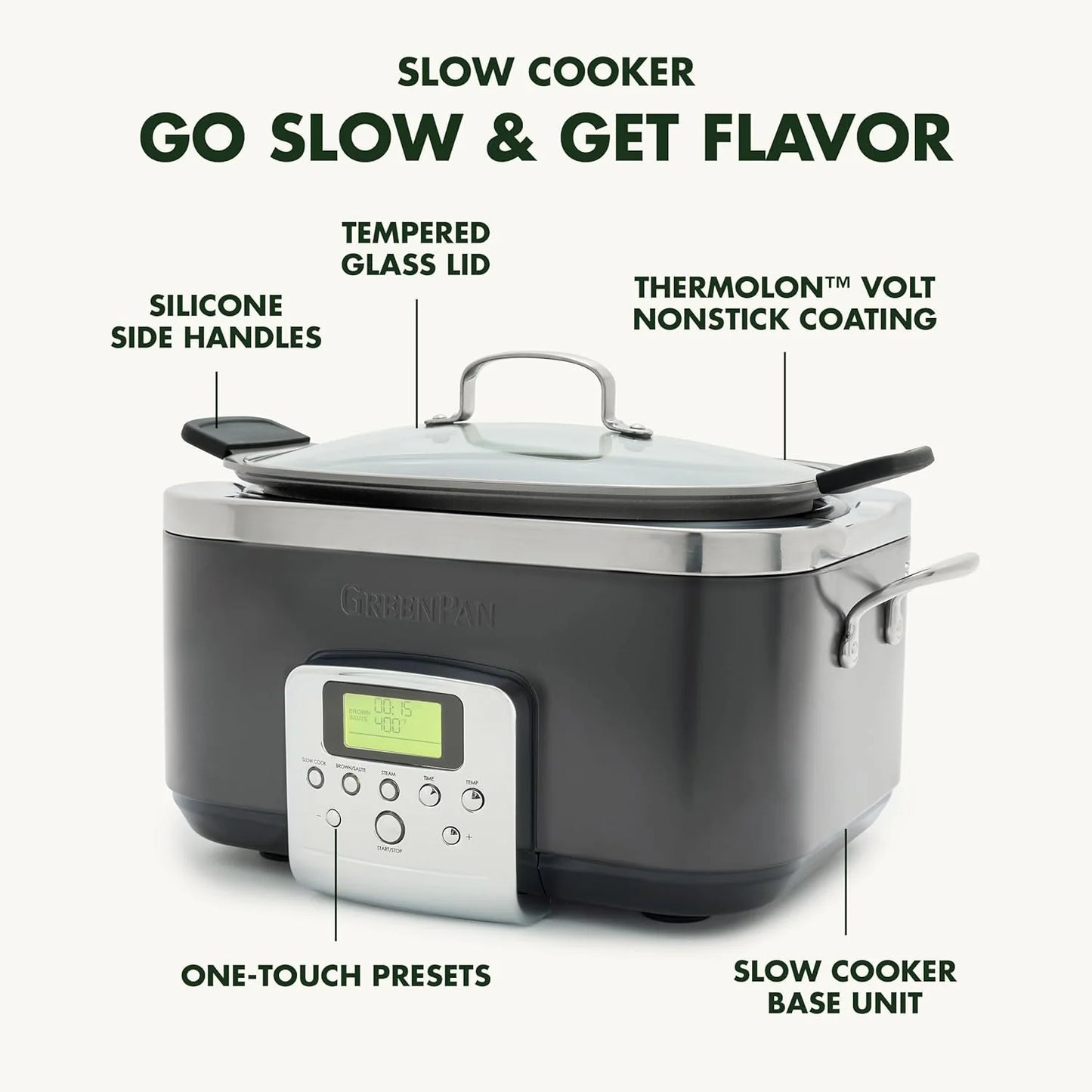 8-in-1 Programmable 6QT Electric Slow Cooker with Dishwasher-Safe Lid and Removable Base