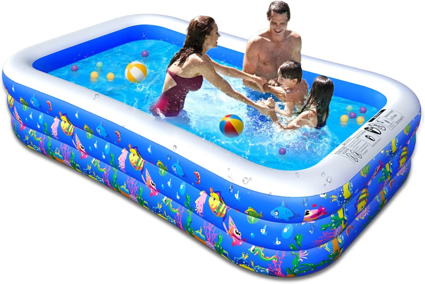 Inflatable Swimming Pool, 120" x 72" x 22" Kiddie Pools, Family Lounge Pools Thickened Above Ground Family Pool for Summer Water Party, Backyard, Garden Lawn, Blue