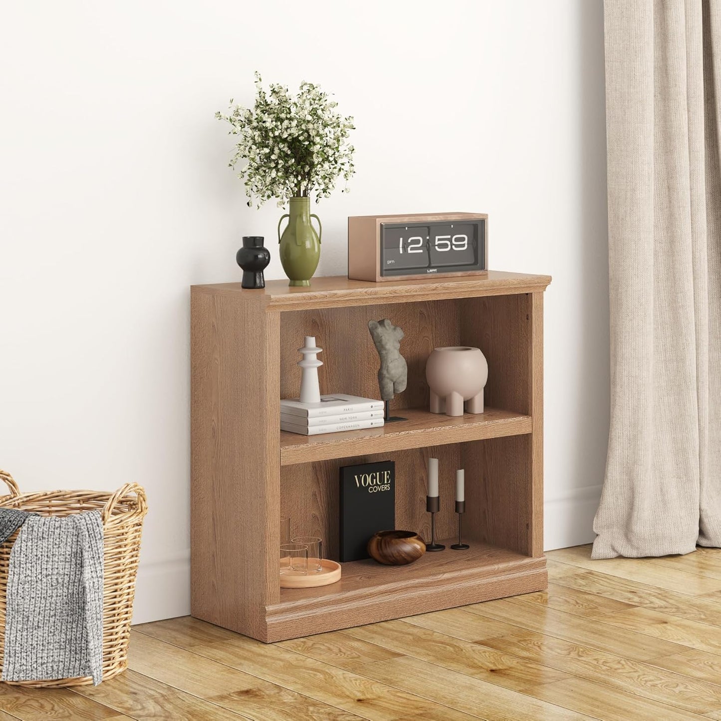 70-Inch Tall White Bookcase 5 Tiers Shelves Open Storage Bookshelf