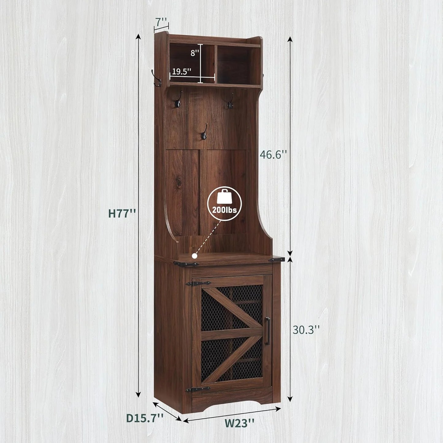 JXQTLINGMU 59-inch Farmhouse Foyer Tree with Shoe Storage, Entryway Bench Foyer Coat Rack Cabinet
