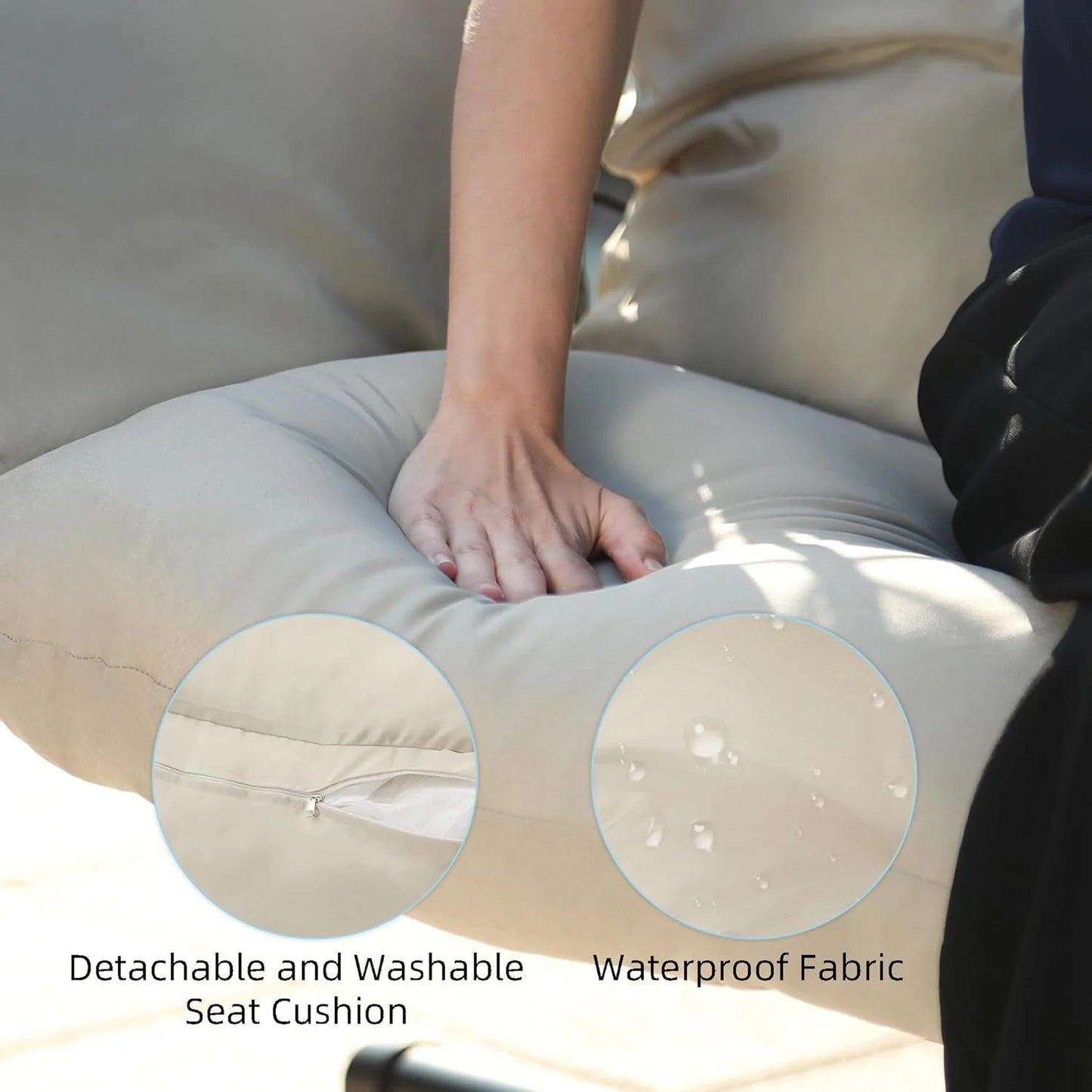 Double Egg Chair wth Stand Hammock Swing Chair Foldable Hanging Loveseat, UV Resistant Removable Cushions, 700LBS Capacity for Bedroom