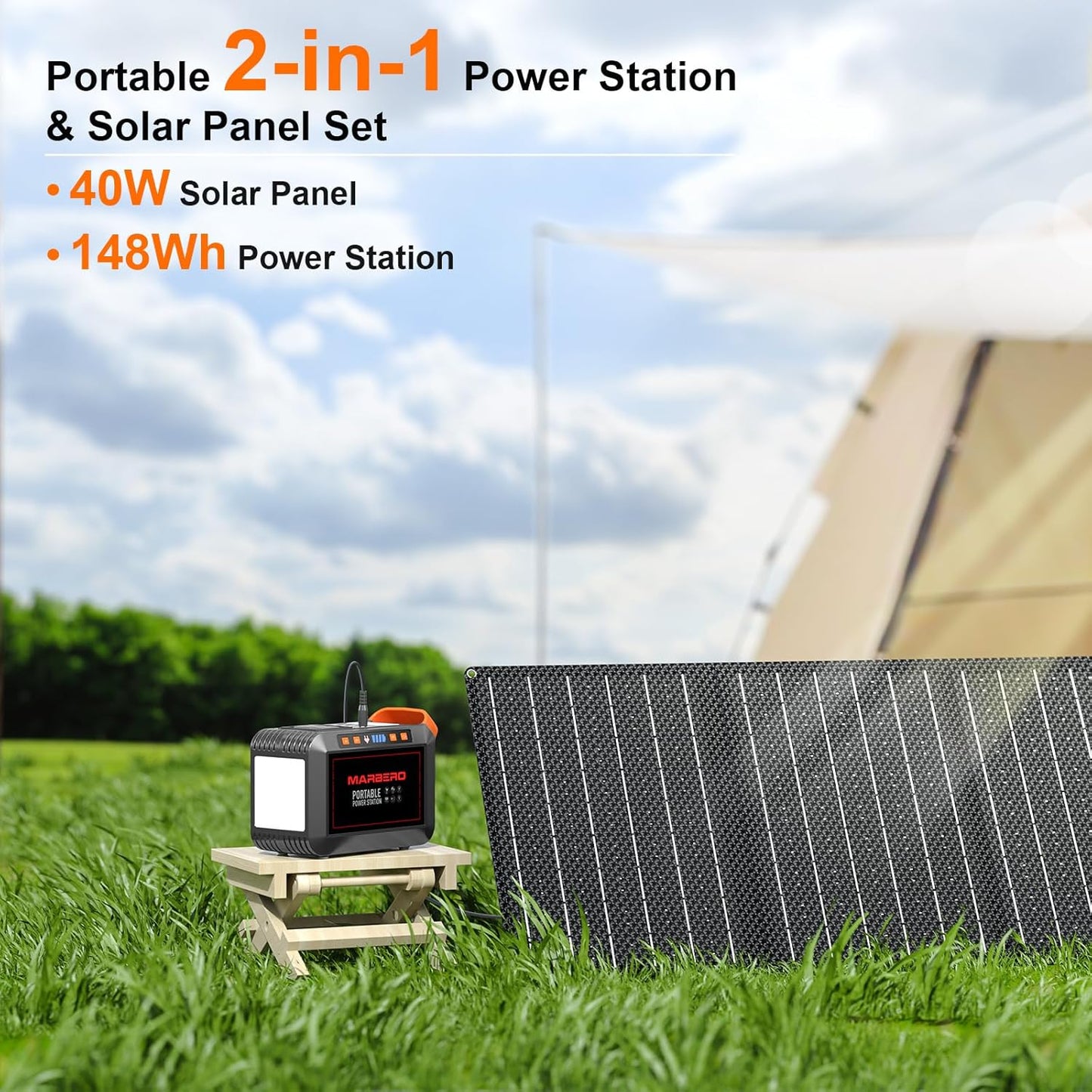 Portable Power Station 88Wh Camping Lithium Battery Solar Generator Fast Charging with AC Outlet 120W Peak Power Bank