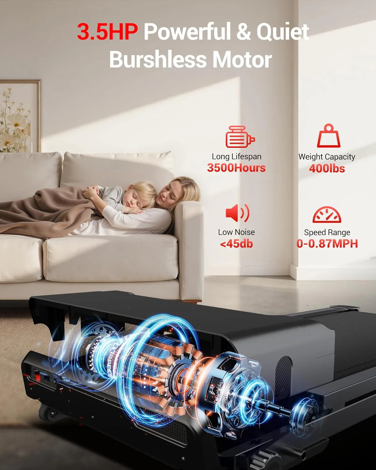 UMAY household folding tilt treadmill with heart rate sensor Low noise