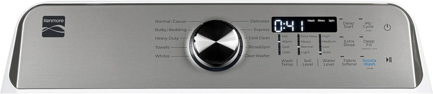 4.5 cu. ft. Top Load Washer with Triple Action Impeller for Tough Dirt & Stains-Reduce Laundry Time with Accela and Express Wash-LED, White