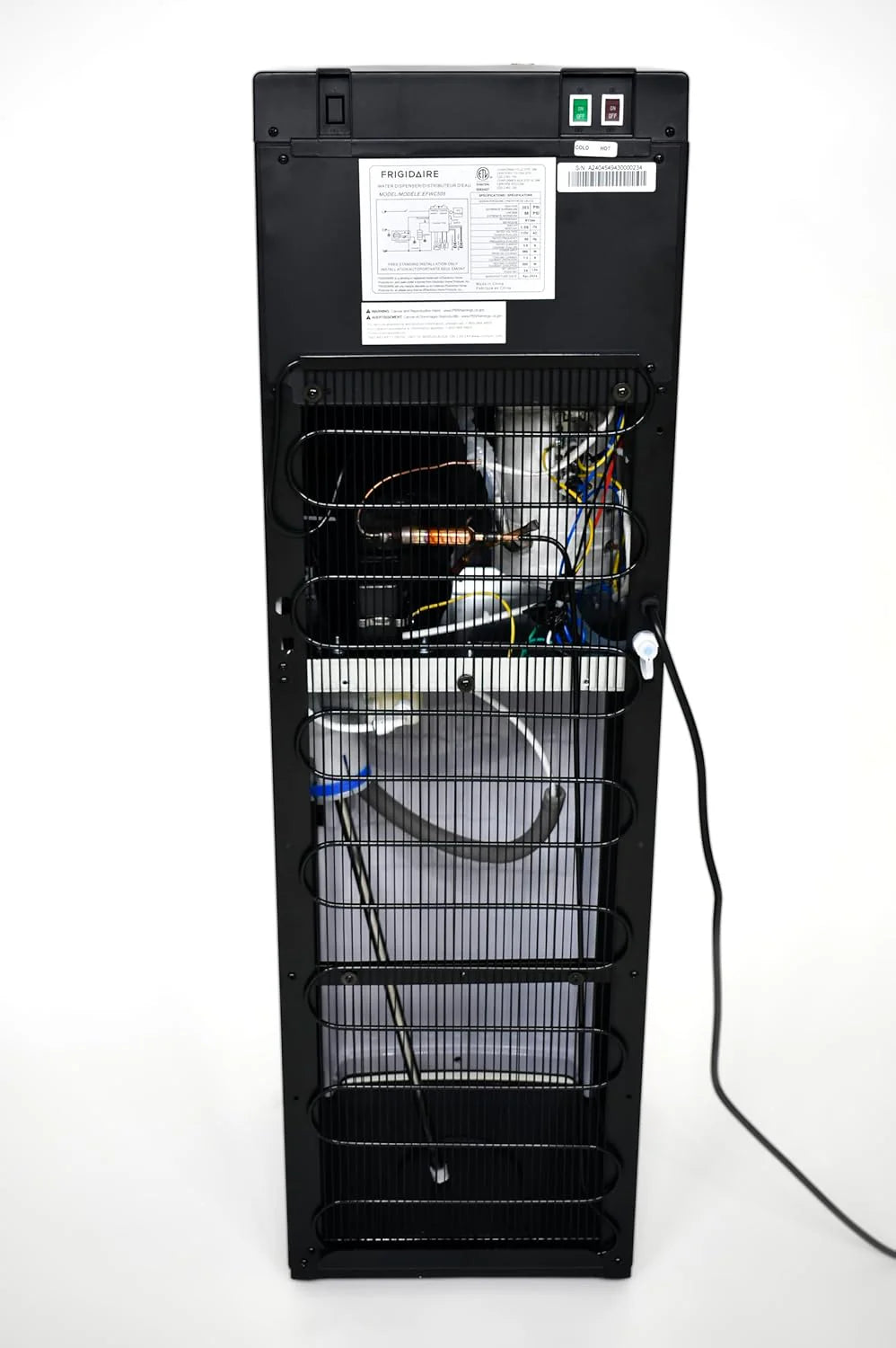 Frigidaire EFWC498 - Top Loading Cooler Dispenser -Hot & Cold Water - Child Safety Lock - Innovative Slim & Sleek Design, Holds 3 or 5 Gallon Bottles - Black