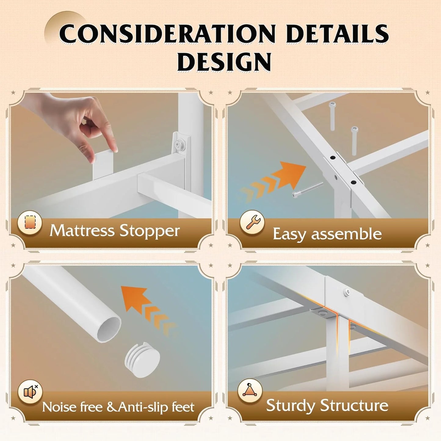 Full Size Bed Frame Full Bed Frame with LED Lights and Charging Station