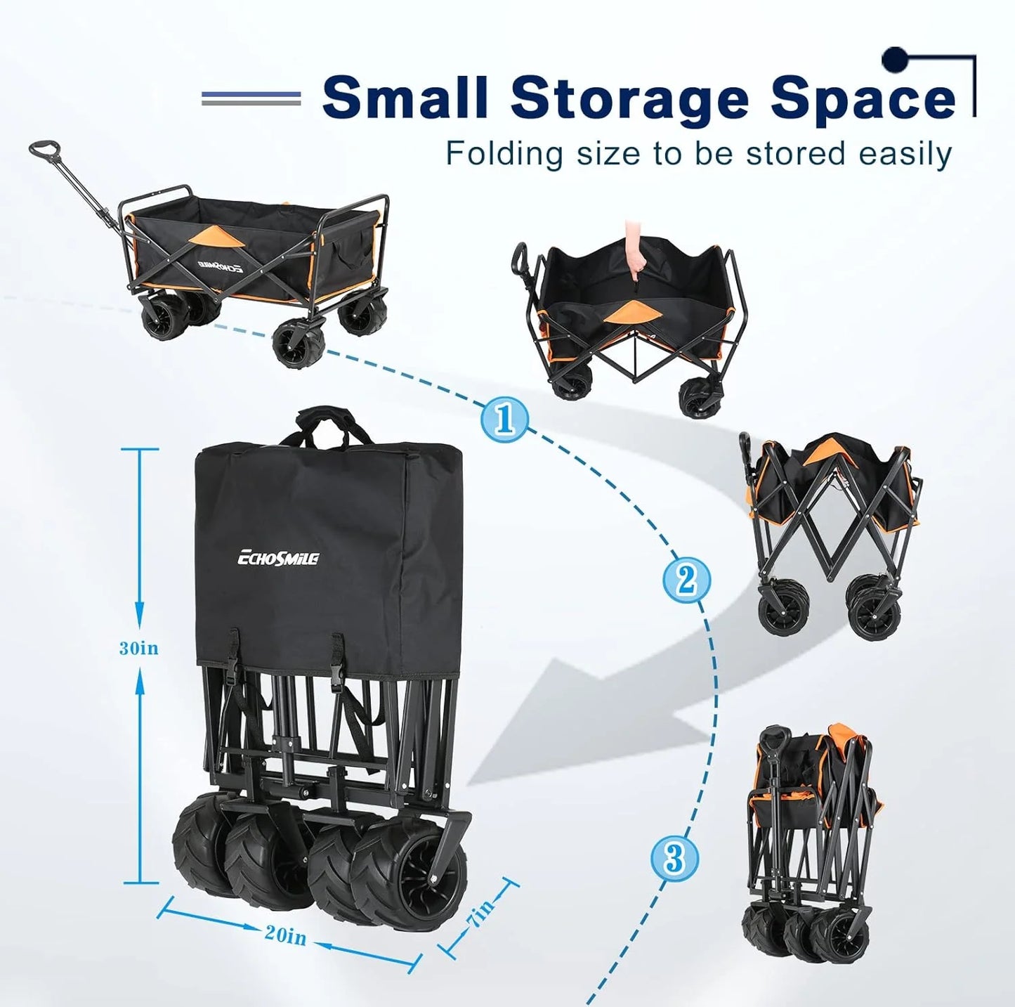 Heavy Duty 350 lb Capacity Foldable Caravan, Outdoor Folding Camping Caravan, Portable Grocery Cart, Adjustable Rolling Cart