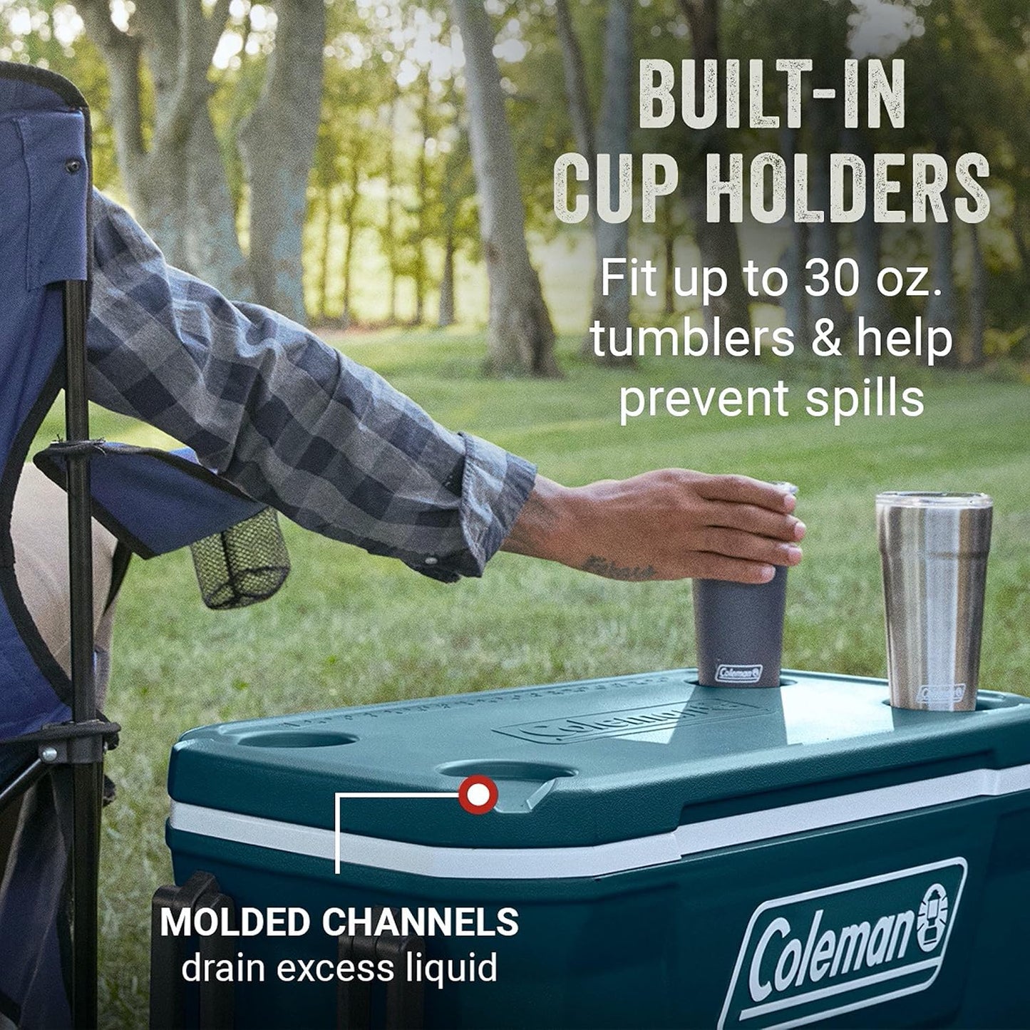 Coleman Insulated Portable Rolling Cooler with Wheels, Leak-Proof Outdoor Hard Cooler, Keeps Ice for Up to 5 Days, 100 Quart