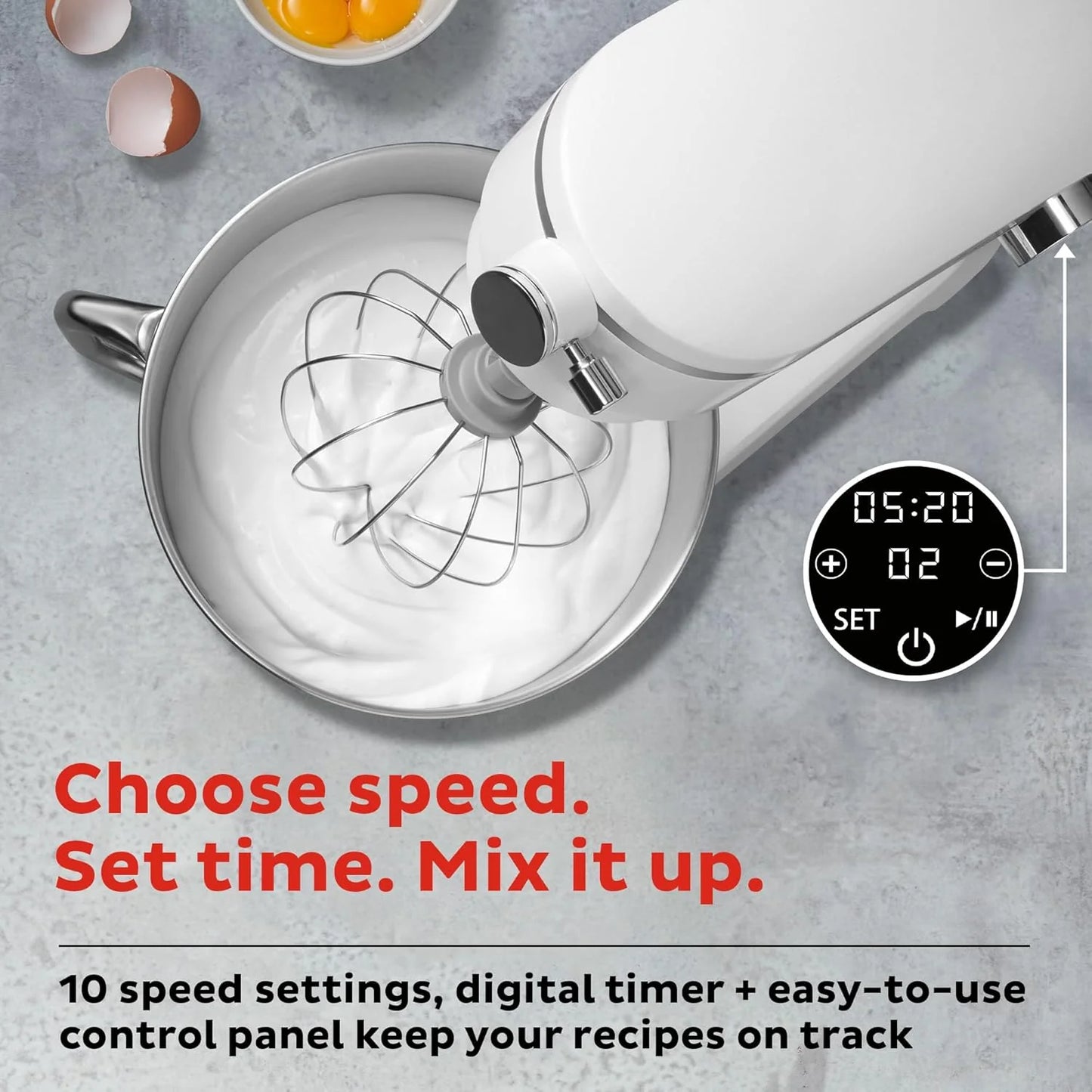 Instant Pot Instant Stand Mixer Pro 600W 10-Speed Electric Mixer with Digital Interface,7.4-Qt Stainless Steel Bowl,Dishwasher Safe Whisk,Dough Hook and Mixing Paddle