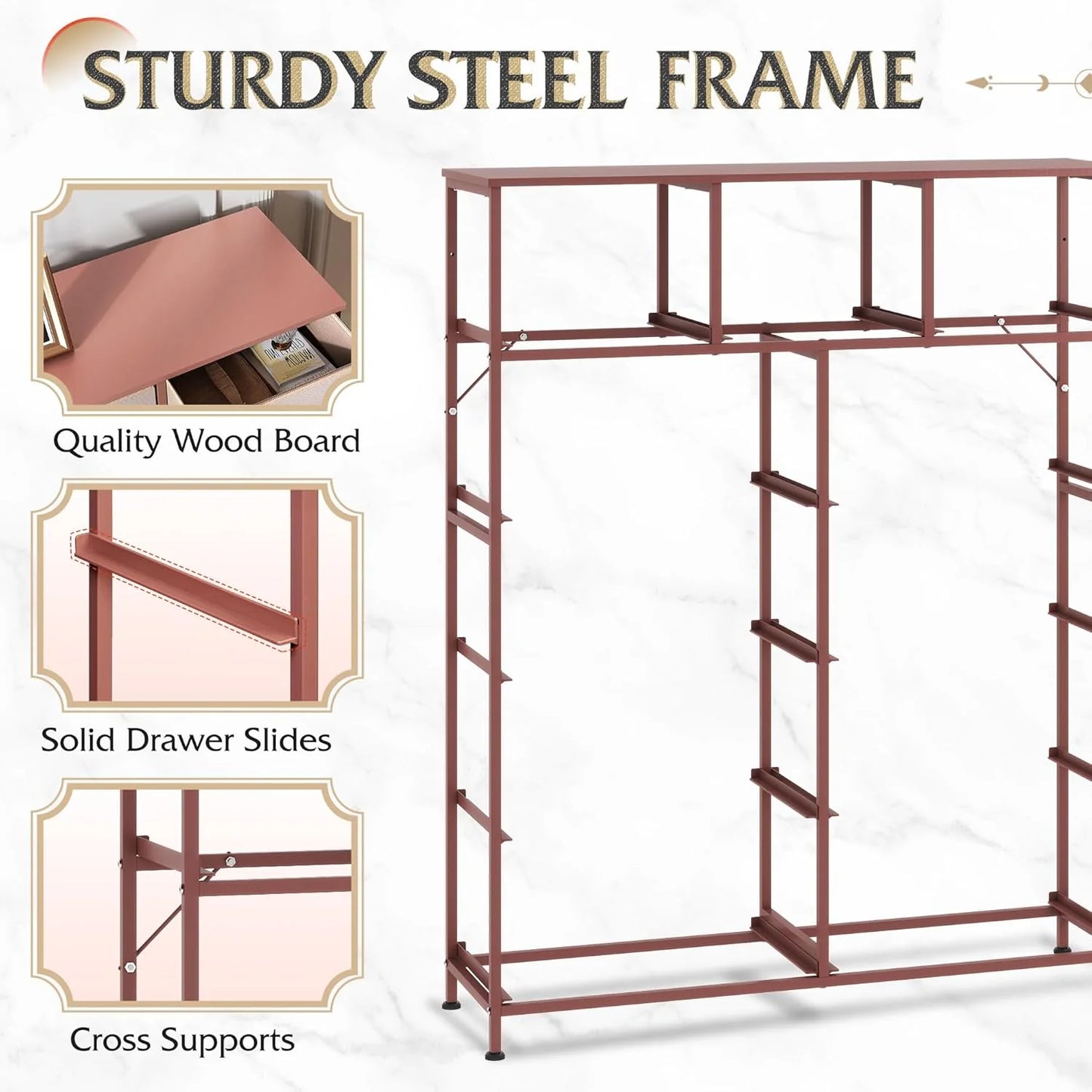 Storage Organizer Unit with 11 Fabric Bins, Storage Drawers Organizer with Steel Frame, Tall Storage Tower Organizaton