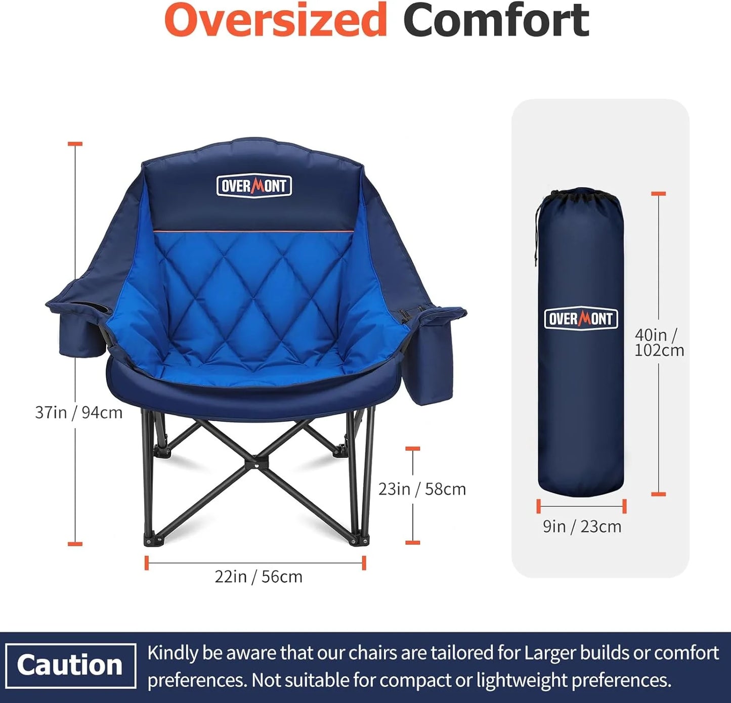 Extra Large Double Camping Chair - 2 Person Comfortable Sofa Chair Adult Loveseat - Heavy Duty Lawn Chair