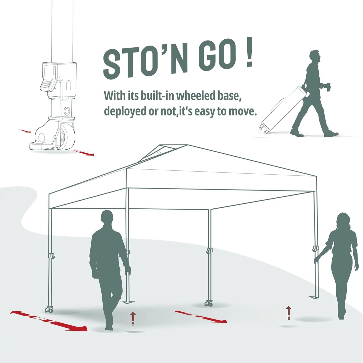 10x10 Pop-Up Awning - One-Click Installation Beach Tent - Outdoor Sunshade Silver Coated Top, 3 Heights and 4 Sand Pockets