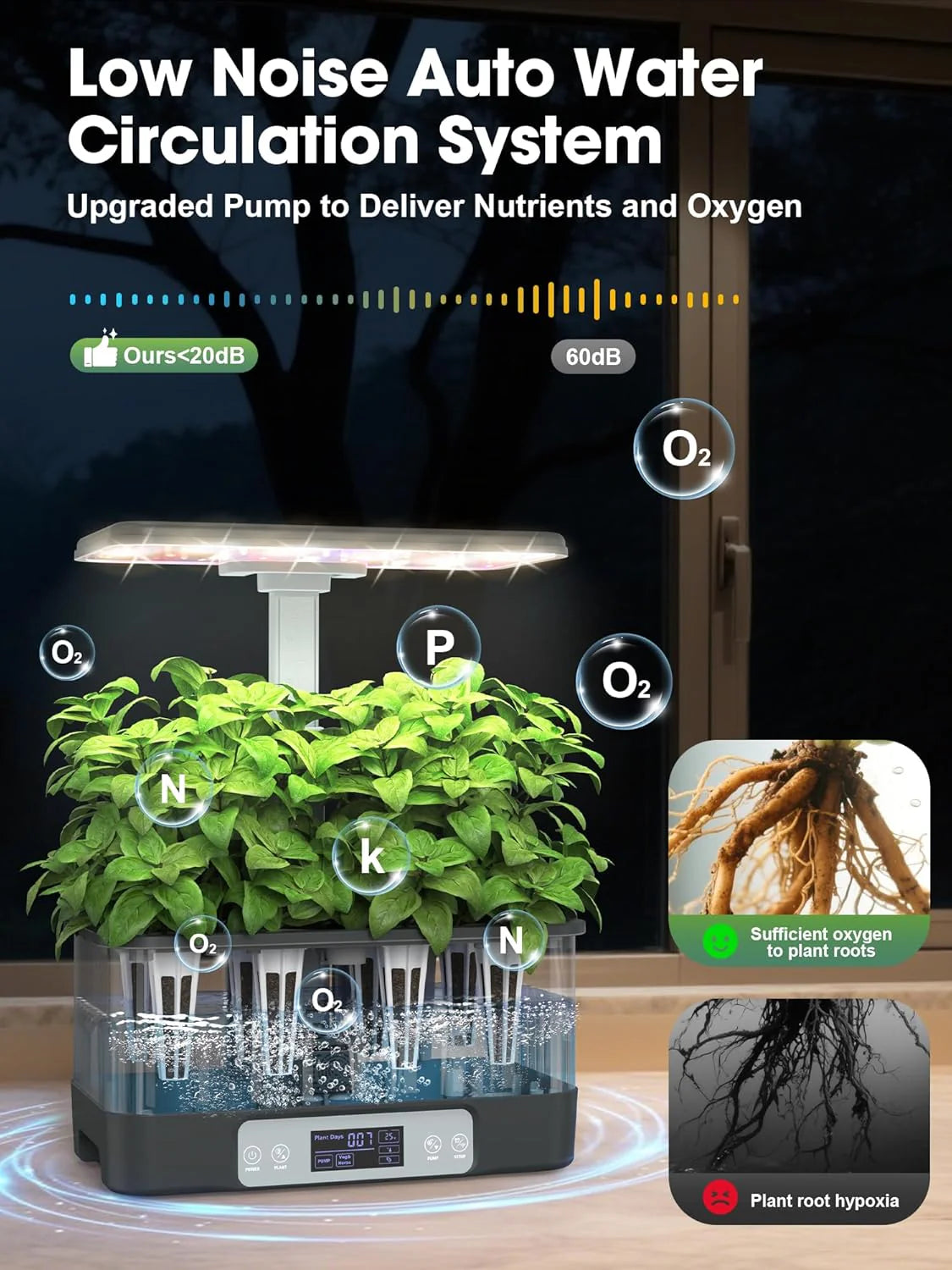 Hydroponic Grow System Kit, 8 Smart Indoor Herb Gardens with WiFi App Control, Seed Pod Kit