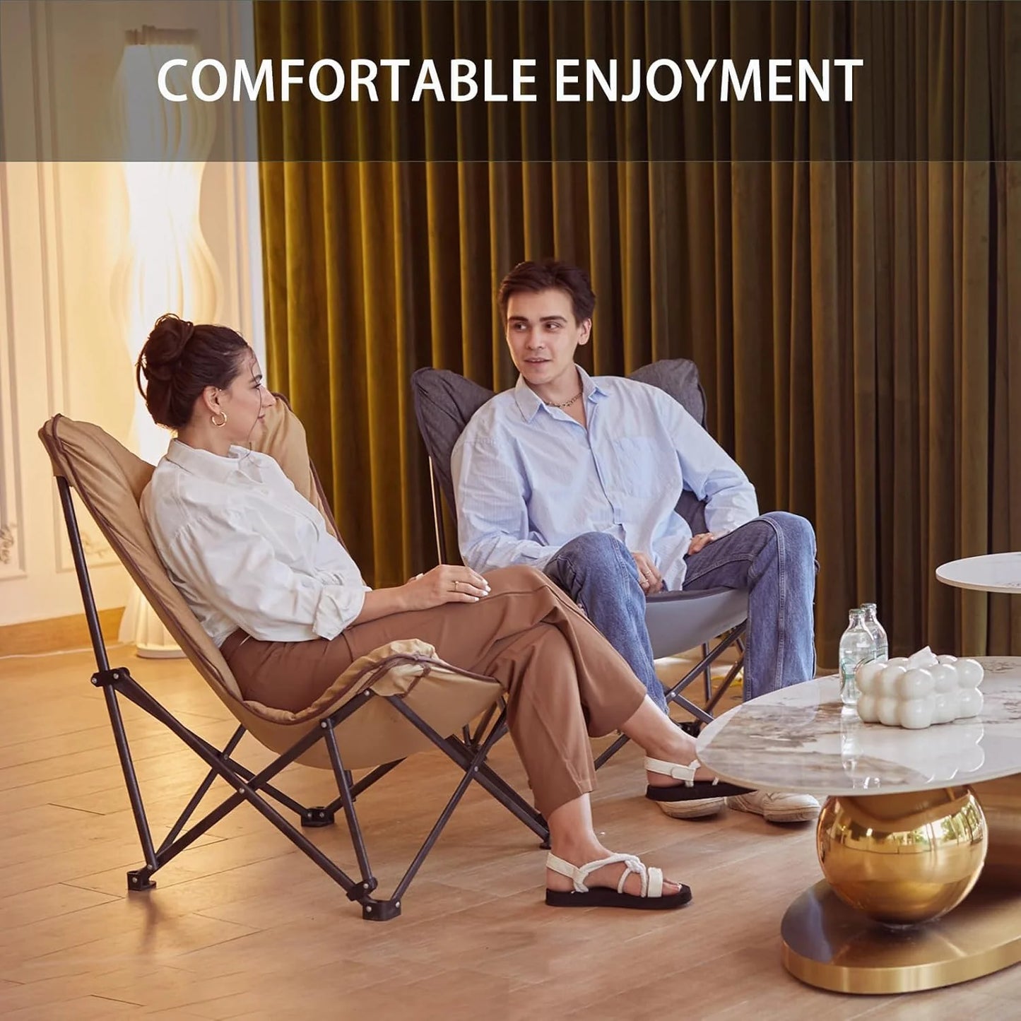 Butterfly chair, extra large thick comfortable camping chair, portable folding chair, 400 lb heavy duty seat