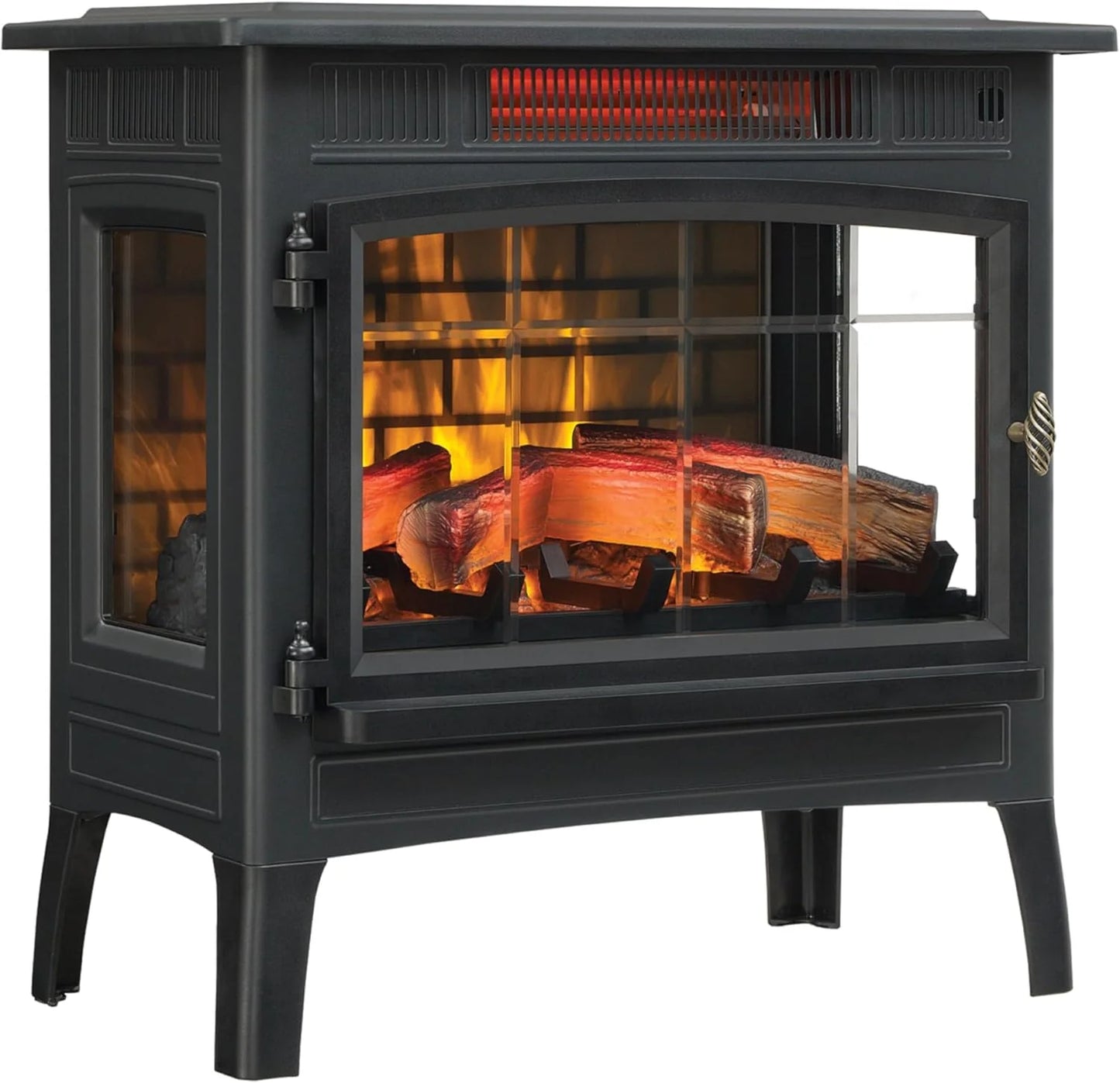 Freestanding Electric Fireplace Stove Heater with 3D Flame Effect for 1,000 Sq. Ft