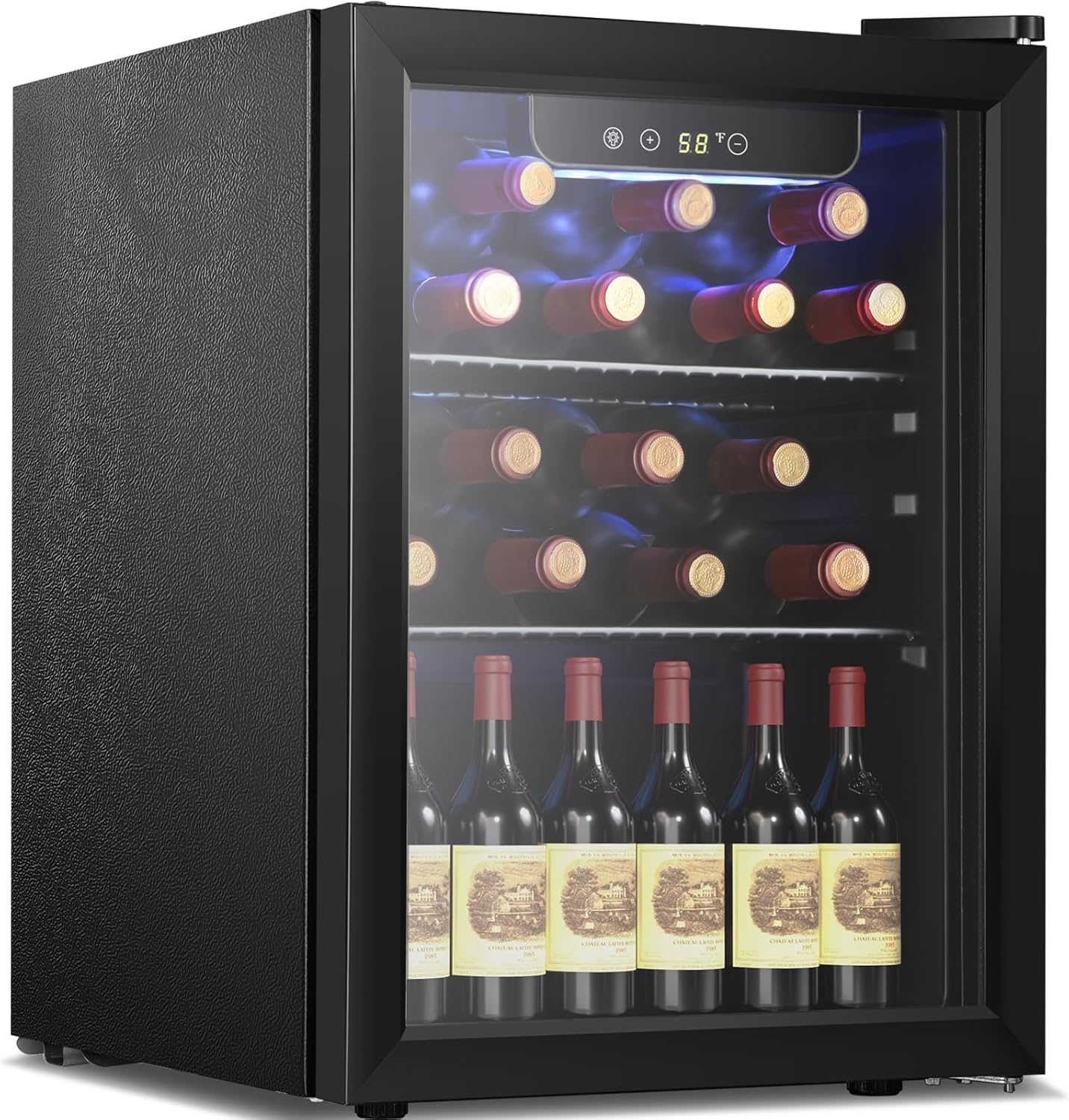 Antarctic Star 26 Bottle 130 Can Wine Cooler/Cabinet Beverage Refrigerator Mini Wine Cellar Beer Soda Clear Glass Door Bar Fridge Quiet Compressor Adjust Temp Freestanding Indoor Use 3.2cu.ft Black