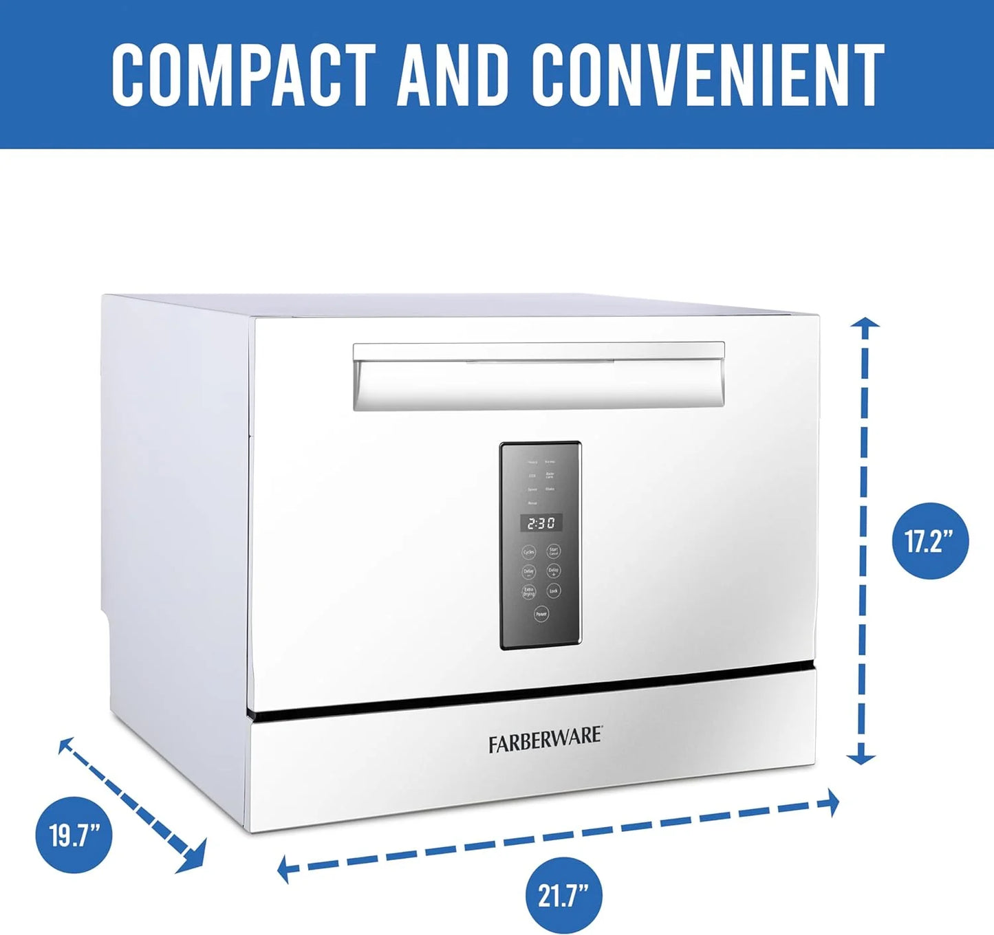 Farberware Compact 6-Station Dishwasher - Portable Mini Countertop Dishwasher