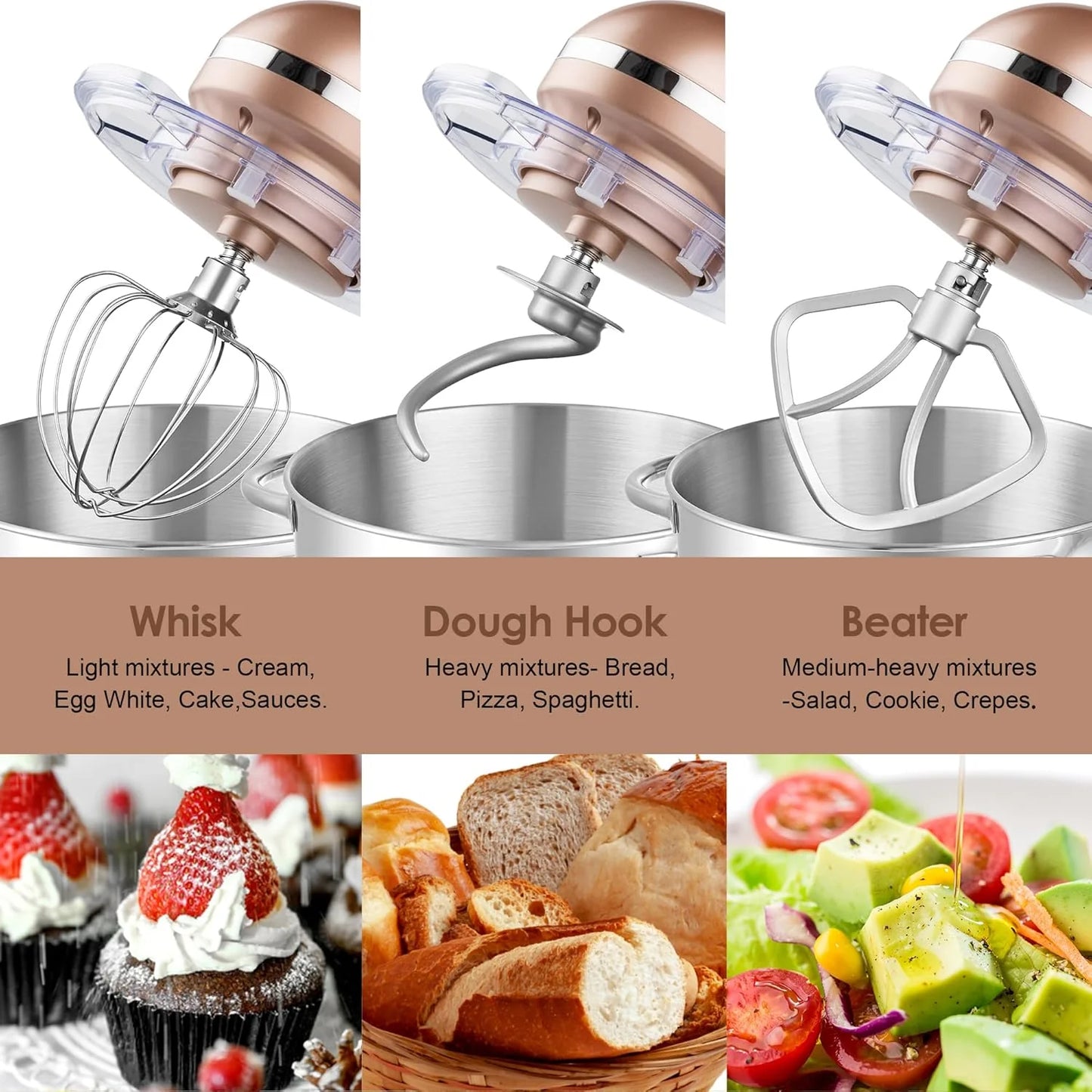 Aucma Stand Mixer,6.5-QT 660W 6-Speed Tilt-Head Food Mixer, Kitchen Electric Mixer with Dough Hook