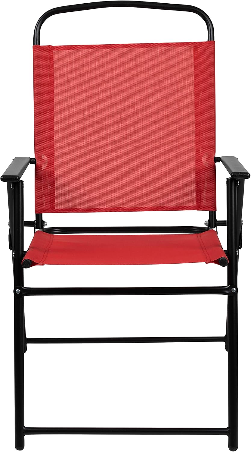 EMMA + OLIVER 6 Piece Brown Patio Garden Set with Umbrella Table and Set of 4 Folding Chairs