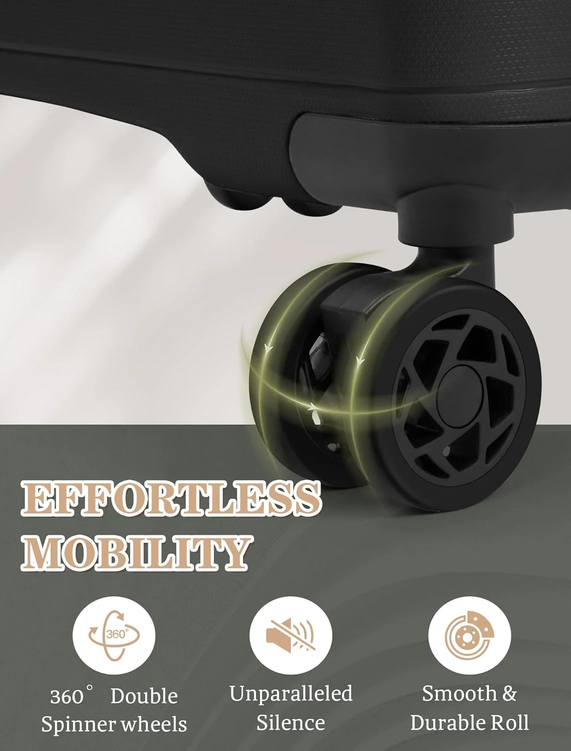 5-piece luggage set with wheels, ABS hardshell suitcase with spinner wheels