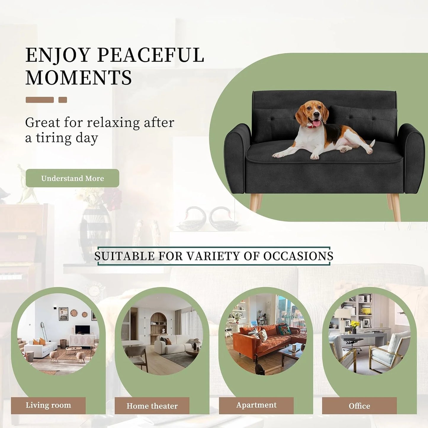 47" Small Modern Loveseat Sofa