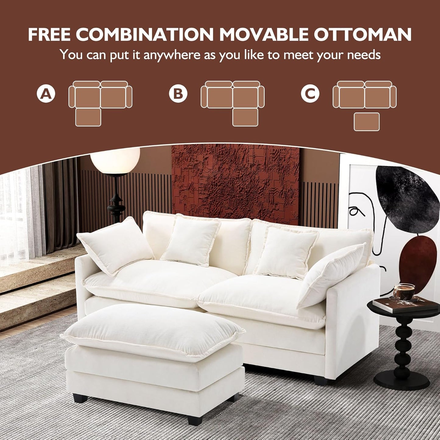 ihanherry 146-inch U-shaped modern sofa modular area cloud sofa