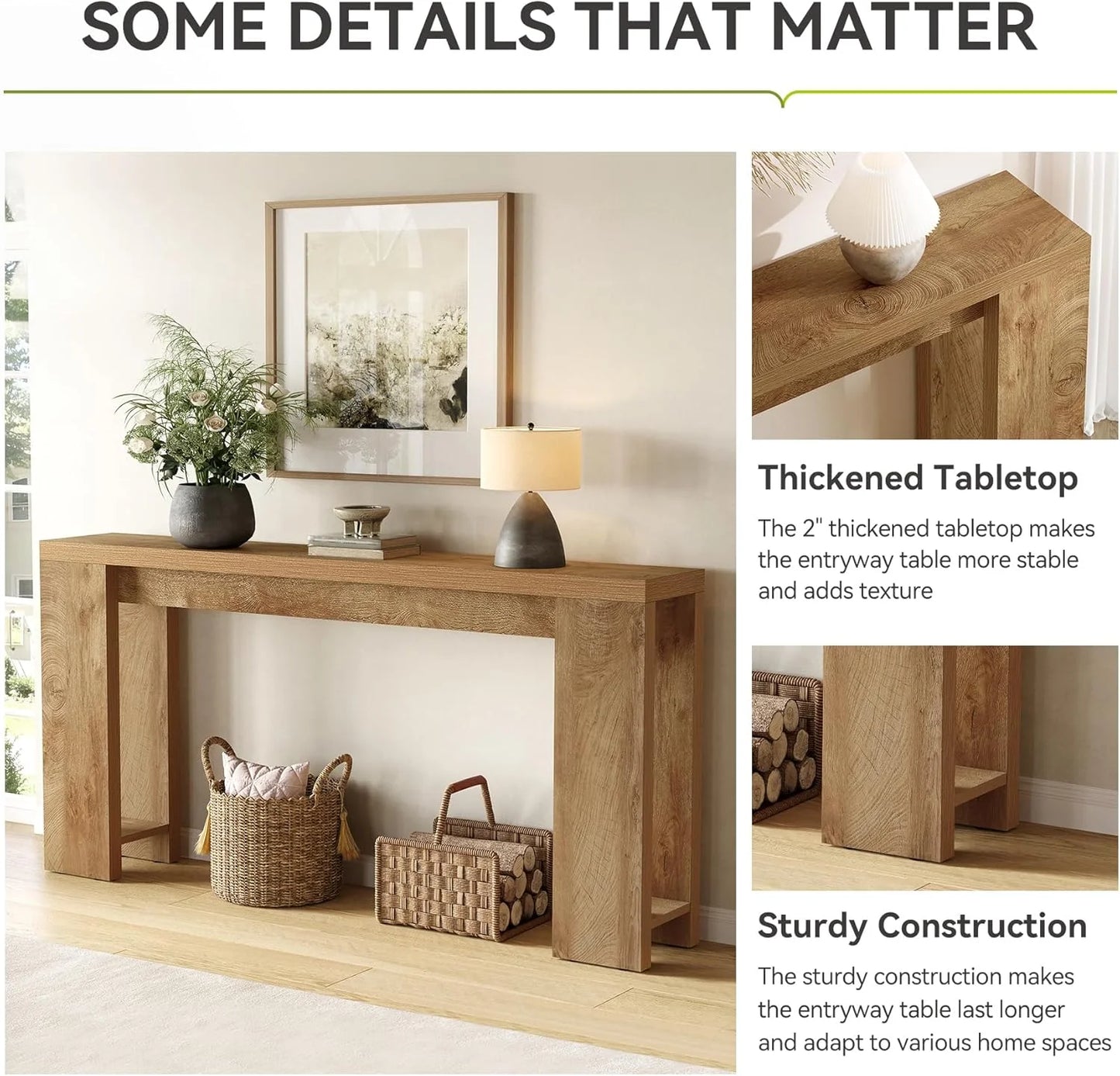 70.9-Inch Long Console Table Narrow Sofa Table Behind The Couch