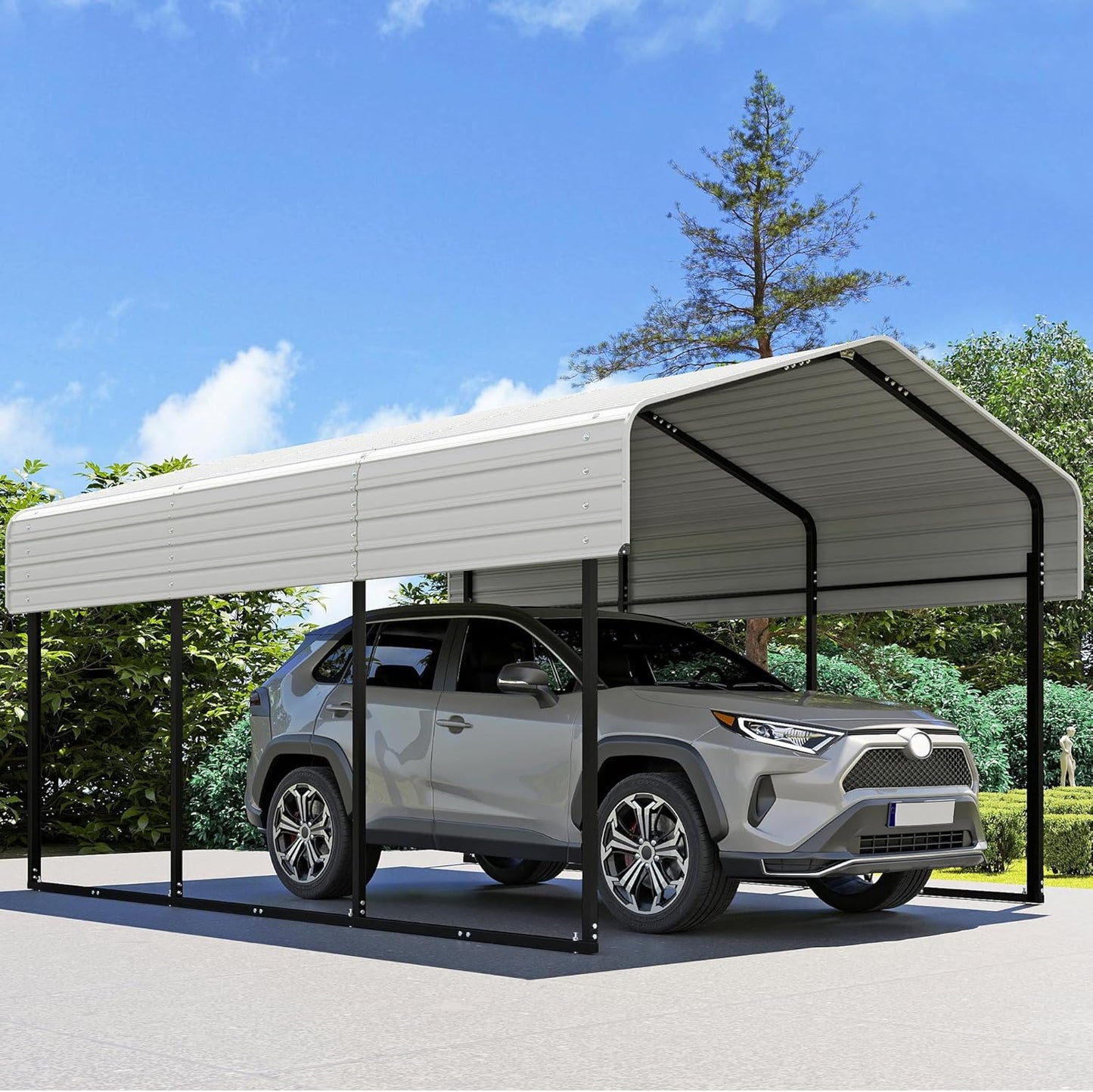 10'x15' Heavy Duty Metal Carport, Outdoor Garage Car Shelter Shade with Heavier Frame