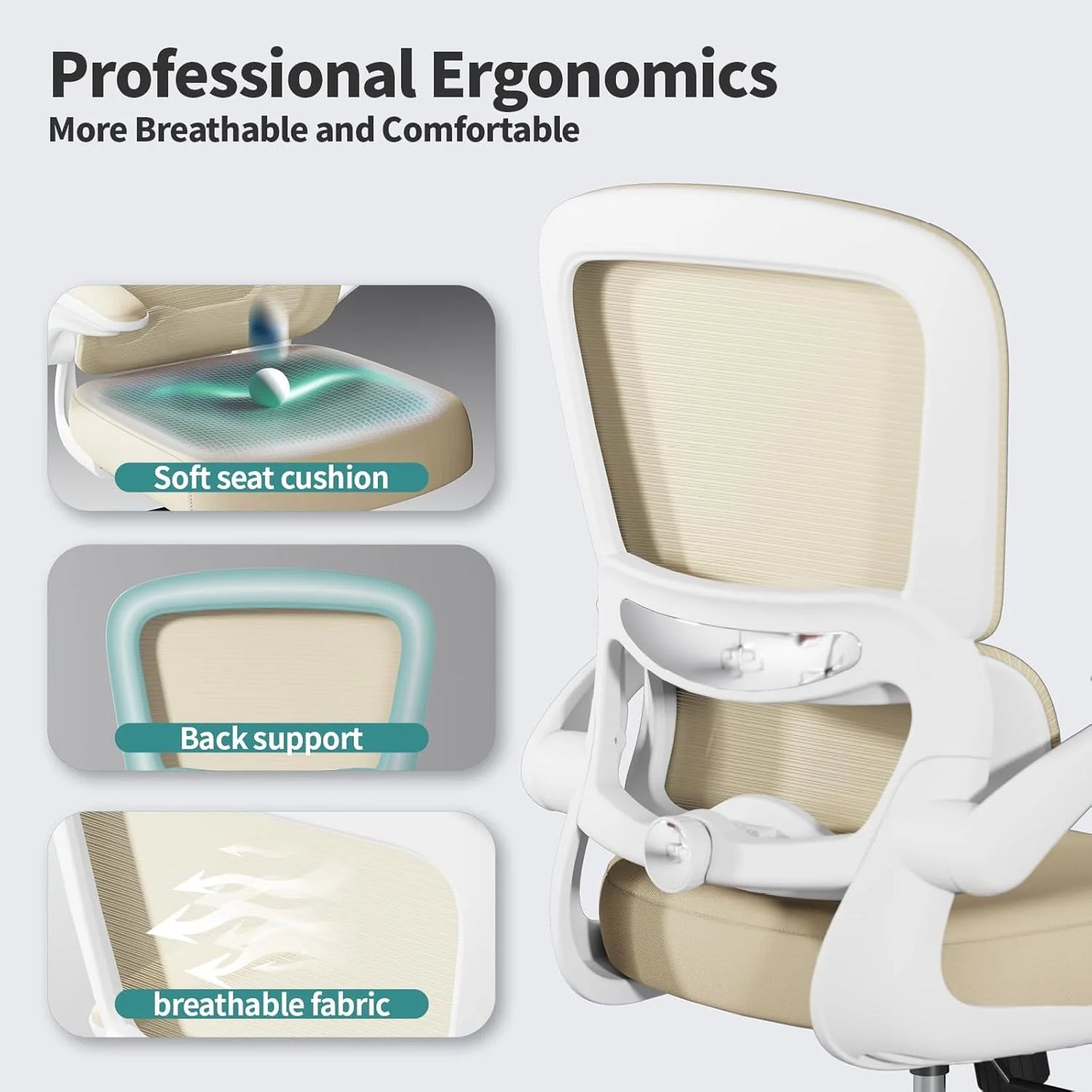 TRALT Office Chair Ergonomic Desk Chair 330 lbs Home Mesh Gaming Chair with Wheels